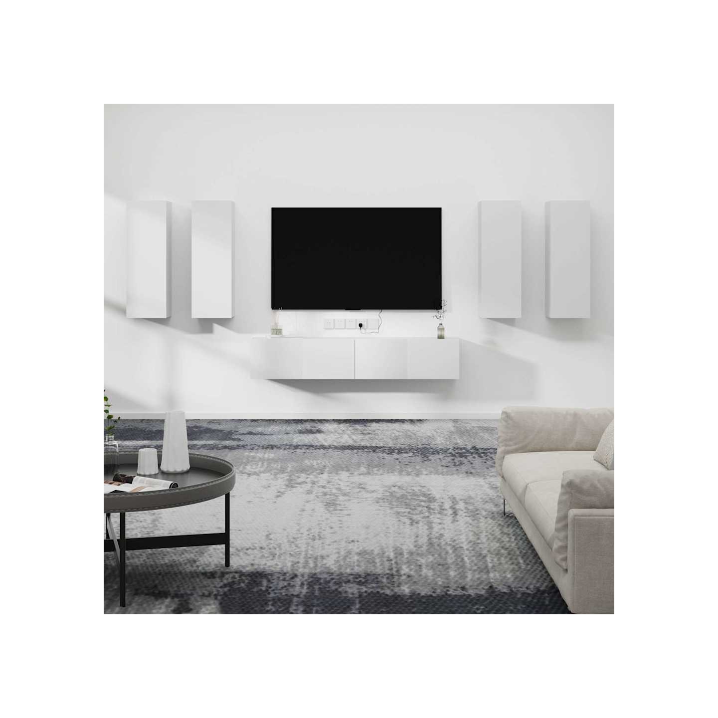 Ensemble de meubles TV 6 pcs Blanc Bois d'ingénierie
