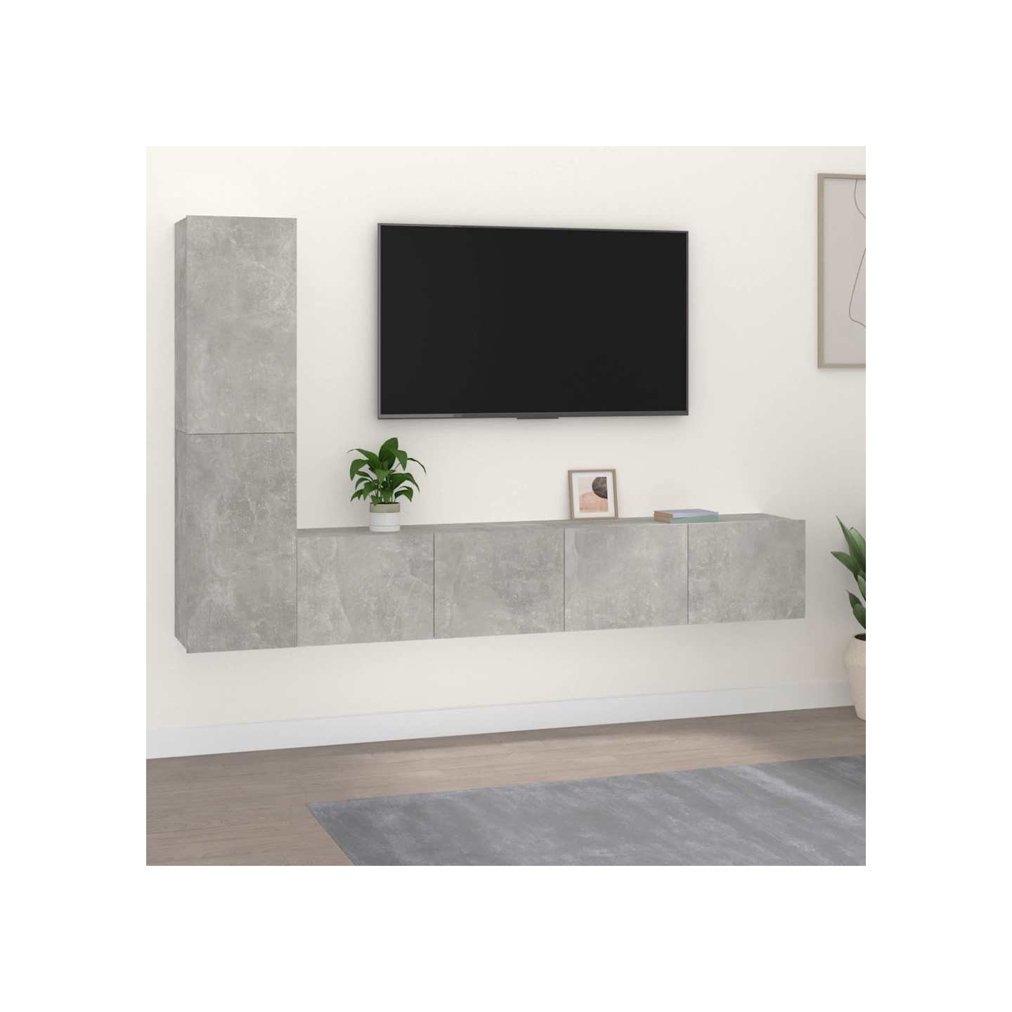 Ensemble de meubles TV 4 pcs Gris béton Bois d'ingénierie