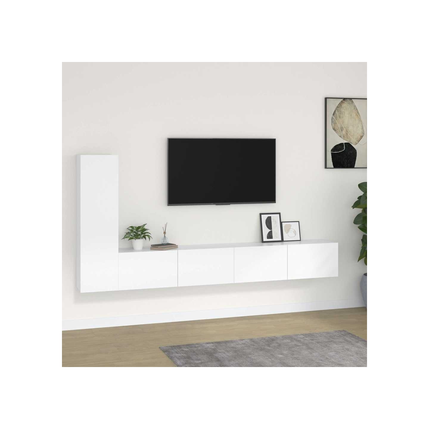 Ensemble de meubles TV 3 pcs Blanc Bois d'ingénierie
