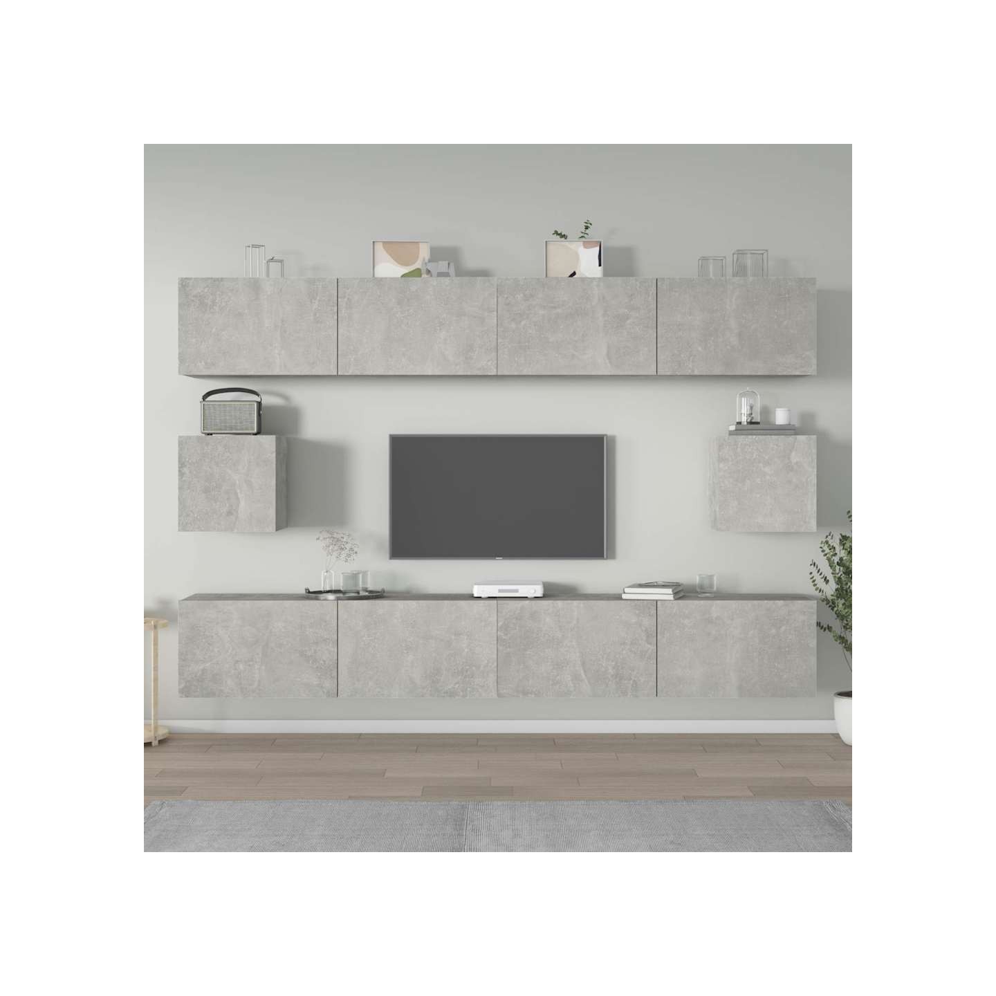 Ensemble de meubles TV 6 pcs Gris béton Bois d'ingénierie