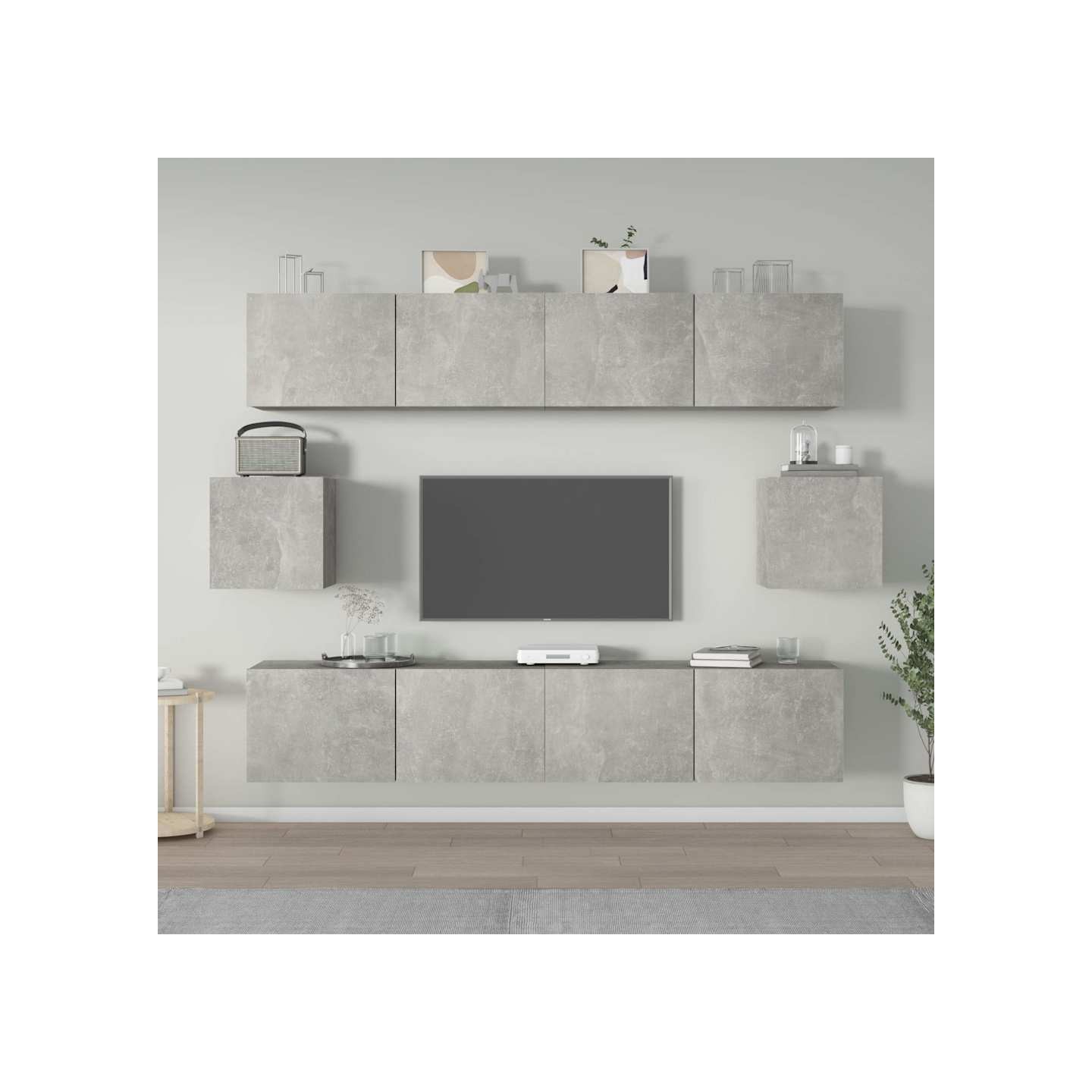 Ensemble de meubles TV 6 pcs Gris béton Bois d'ingénierie