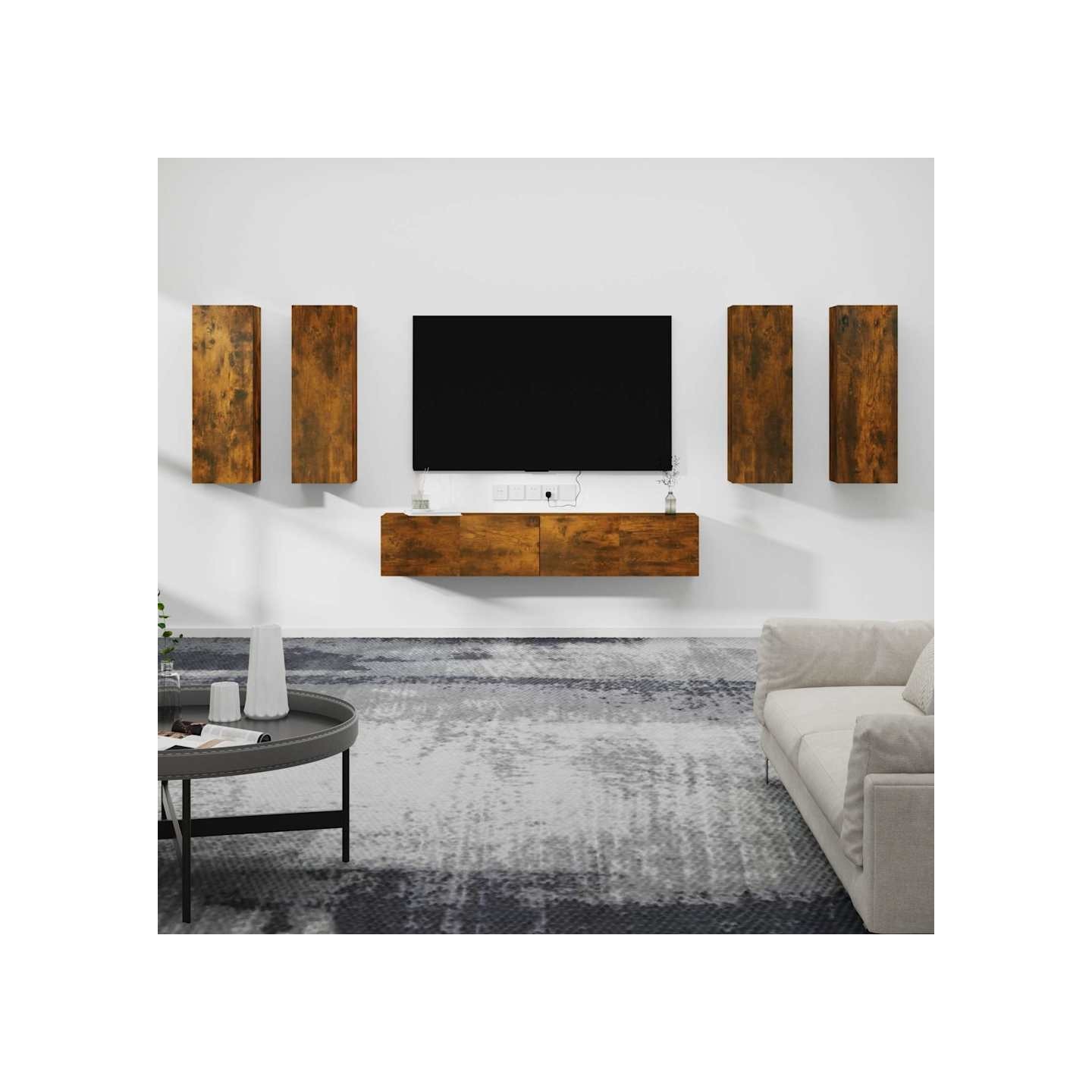Ensemble de meubles TV 6 pcs Chêne fumé Bois d'ingénierie