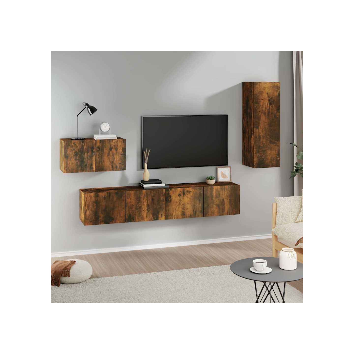 Ensemble de meubles TV 4 pcs Chêne fumé Bois d'ingénierie