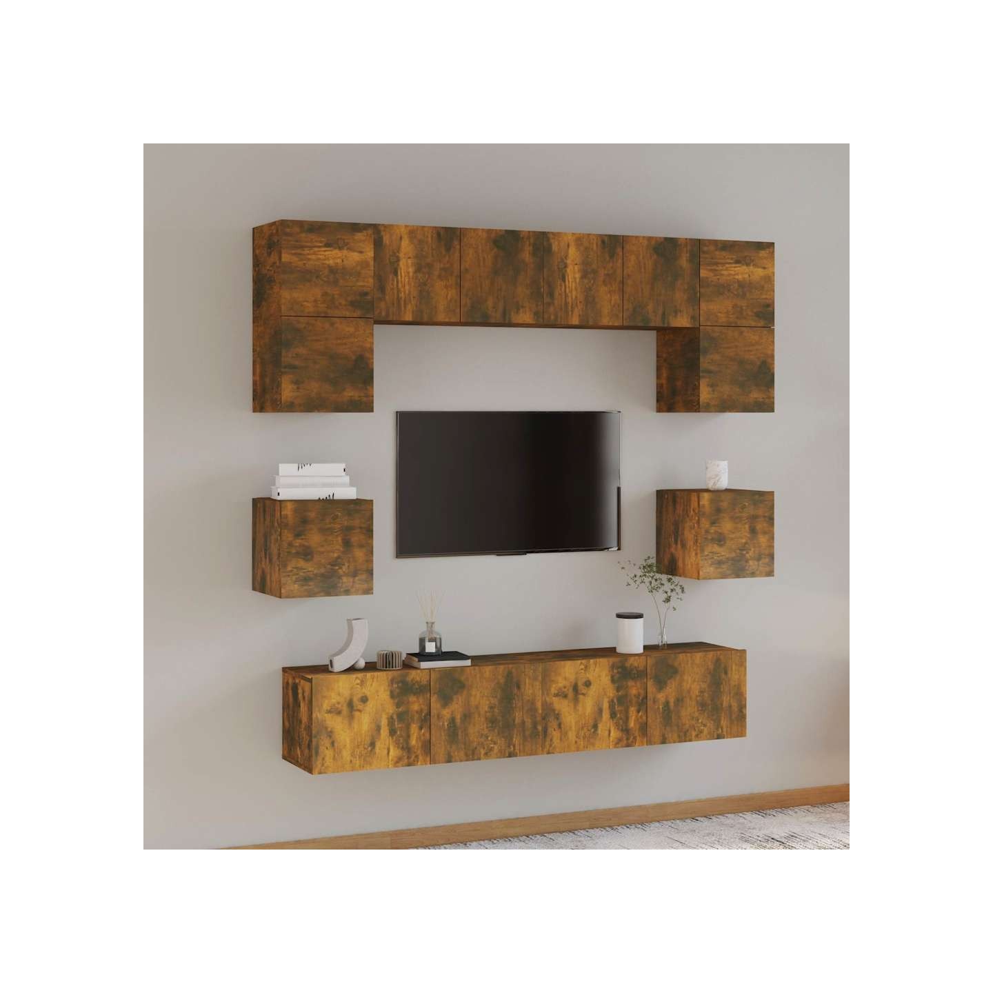 Ensemble de meubles TV 8 pcs Chêne fumé Bois d'ingénierie