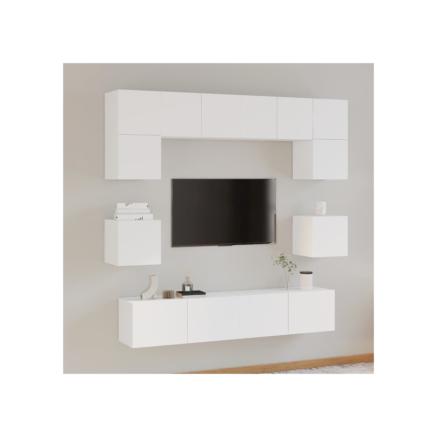 Ensemble de meubles TV 8 pcs Blanc Bois d'ingénierie