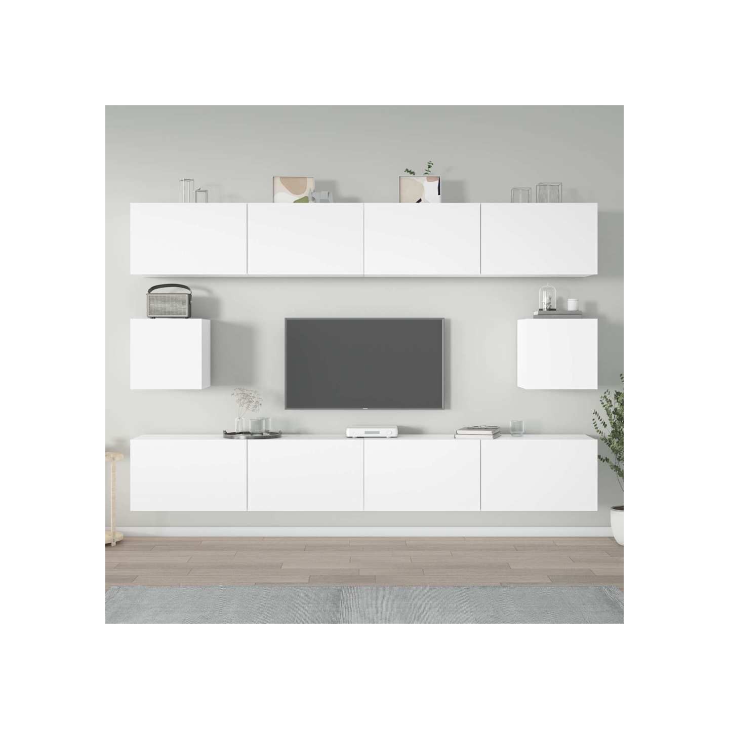 Ensemble de meubles TV 6 pcs Blanc Bois d'ingénierie