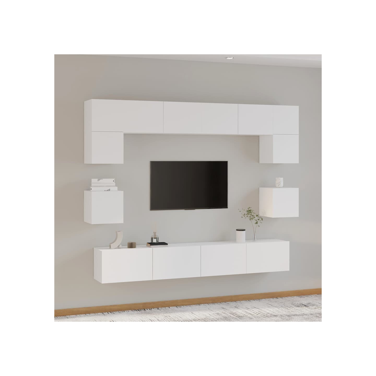 Ensemble de meubles TV 8 pcs Blanc Bois d'ingénierie