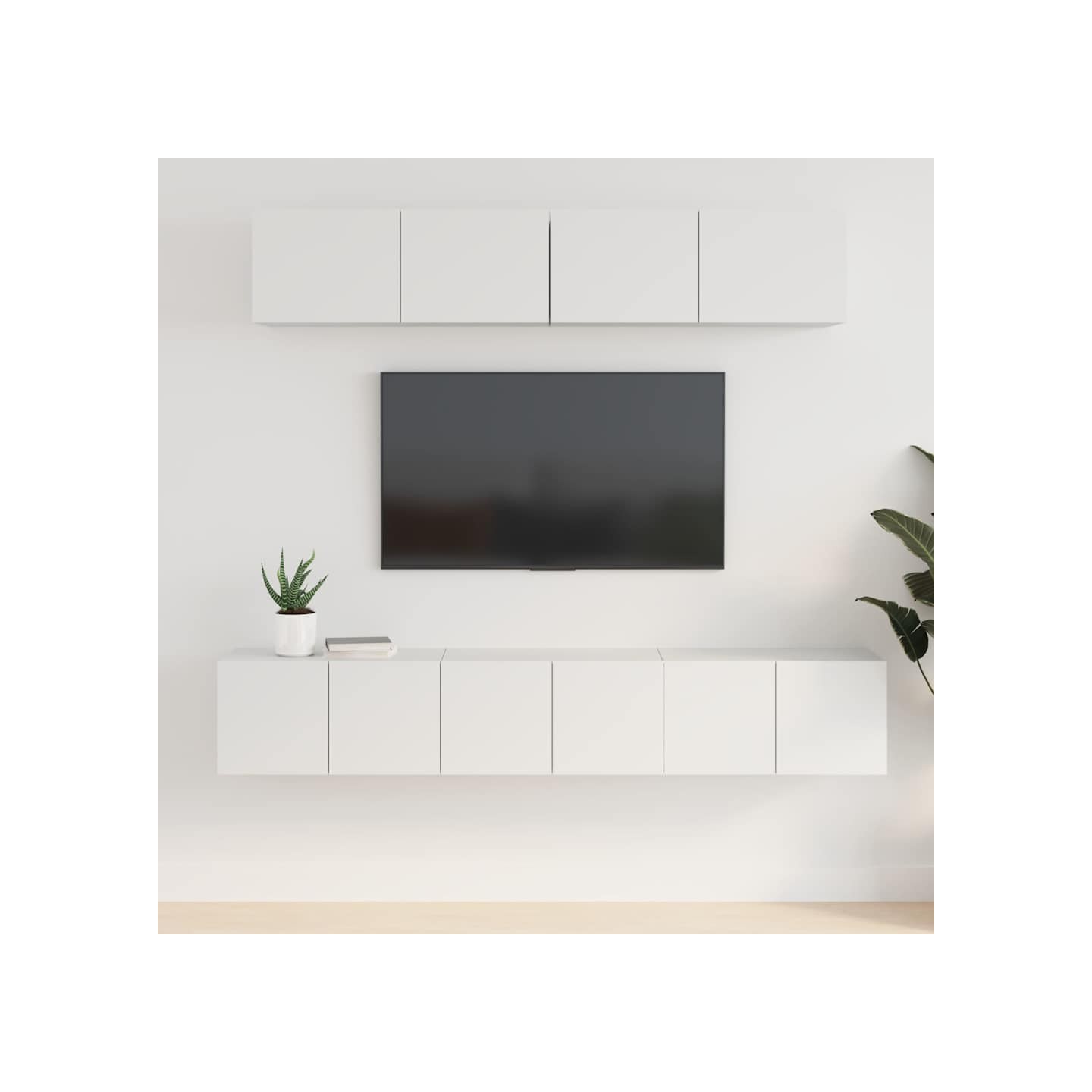 Ensemble de meubles TV 5 pcs Blanc Bois d'ingénierie