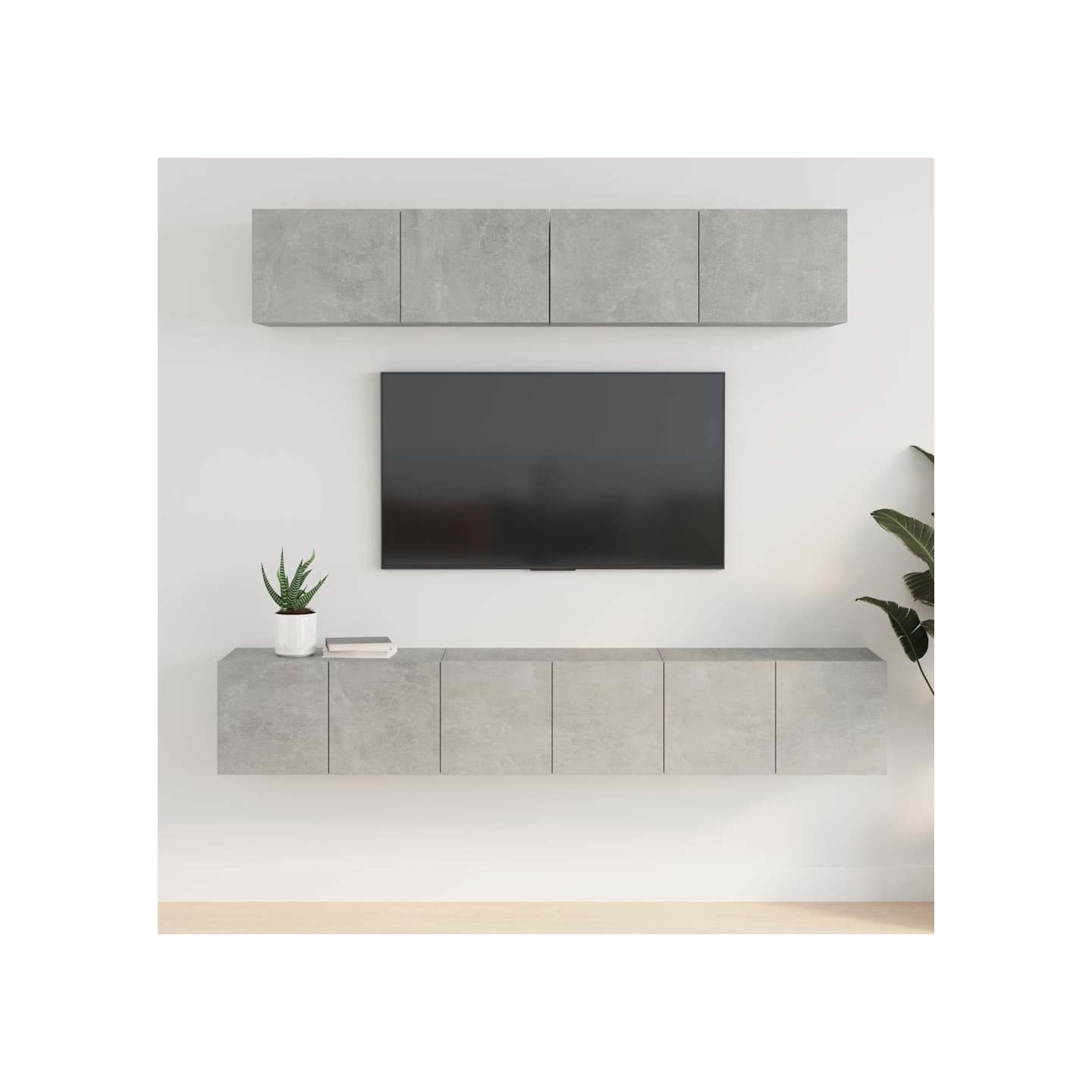 Ensemble de meubles TV 5 pcs Gris béton Bois d'ingénierie