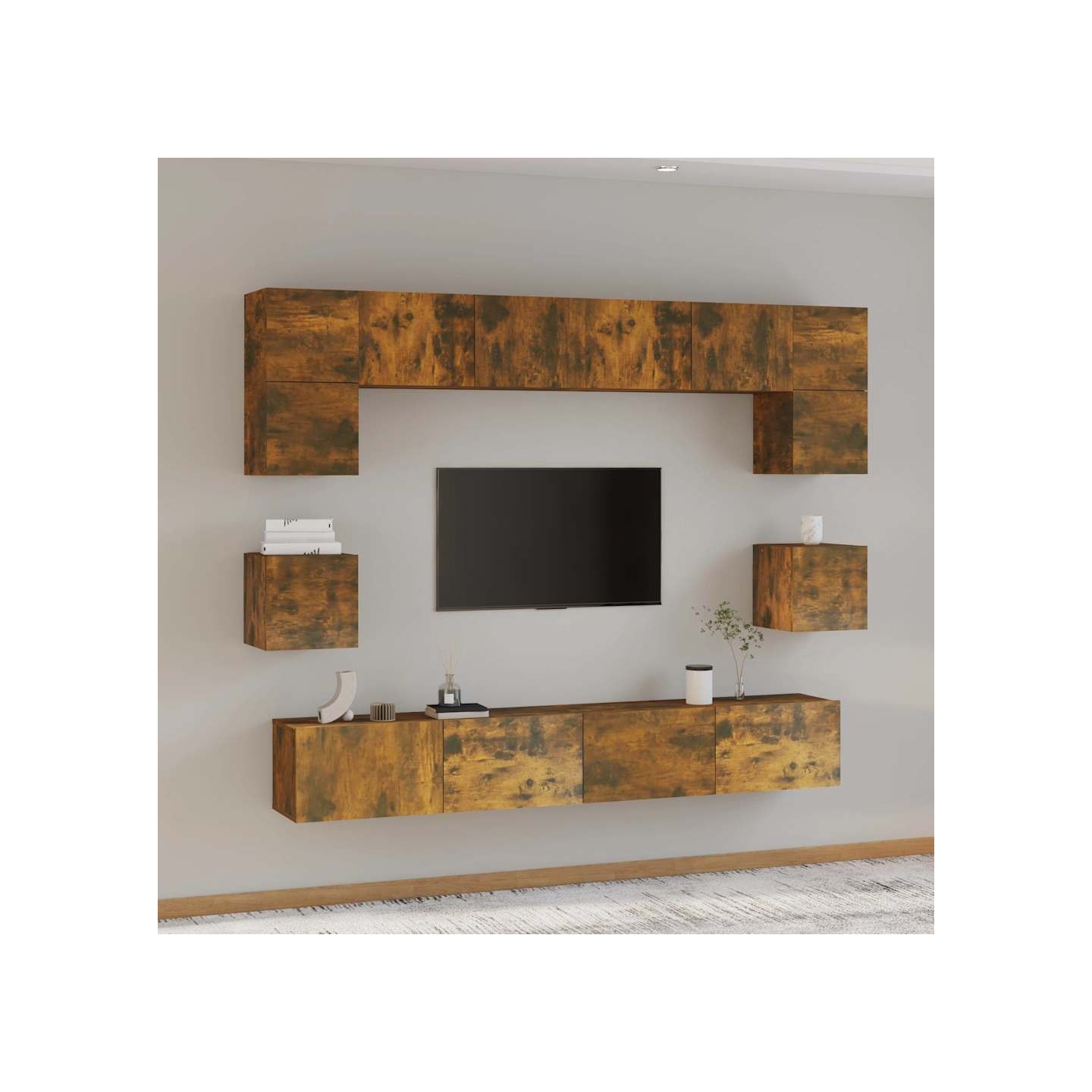 Ensemble de meubles TV 8 pcs Chêne fumé Bois d'ingénierie