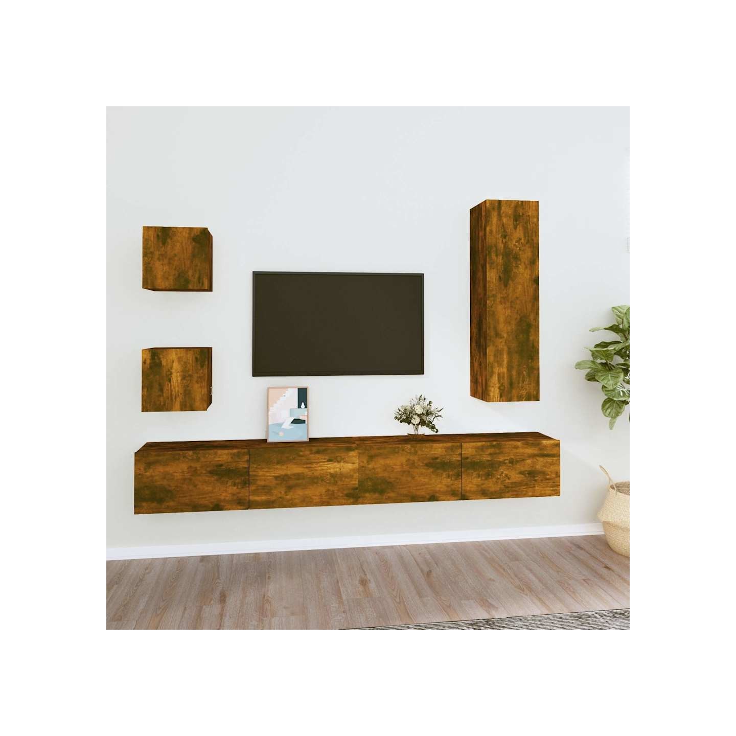 Ensemble de meubles TV 5 pcs Chêne fumé Bois d'ingénierie