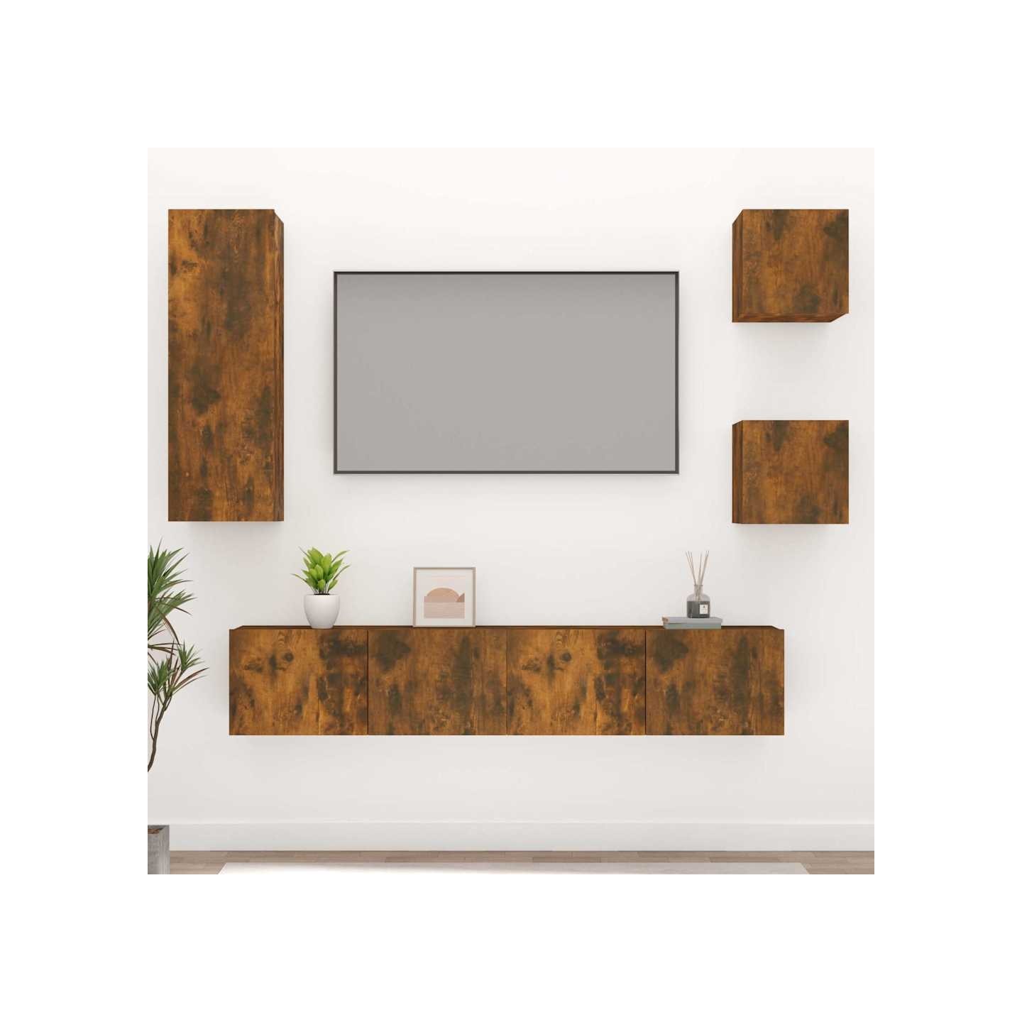 Ensemble de meubles TV 5 pcs Chêne fumé Bois d'ingénierie