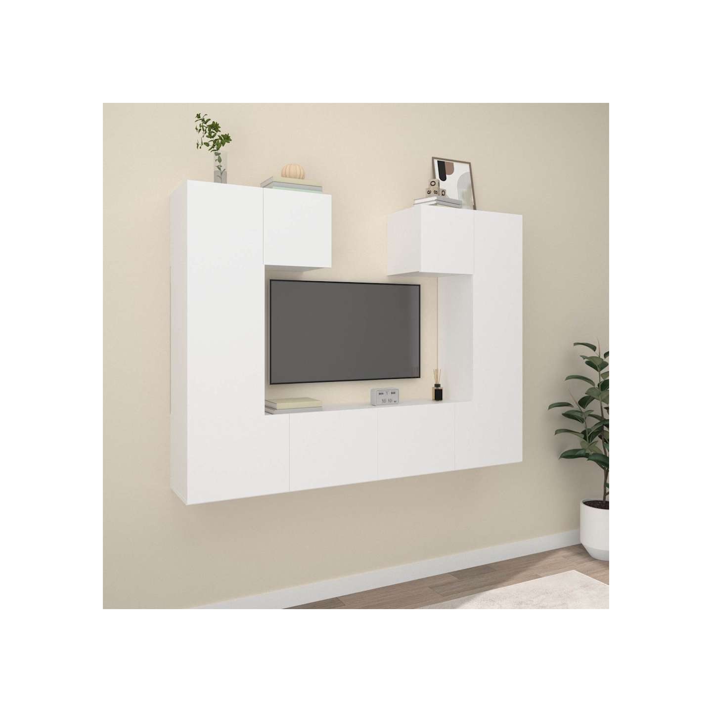 Ensemble de meubles TV 6 pcs Blanc Bois d'ingénierie