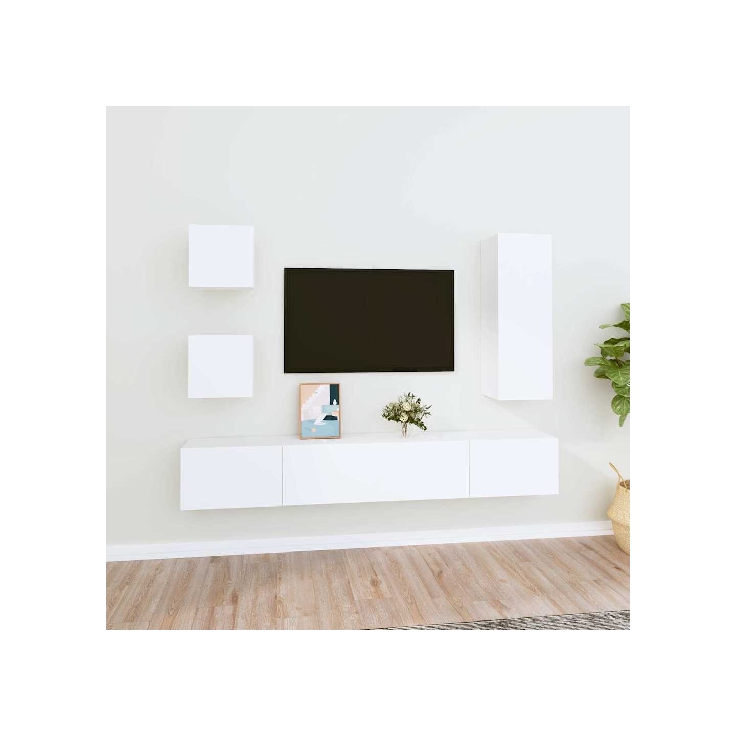 Ensemble de meubles TV 5 pcs Blanc Bois d'ingénierie