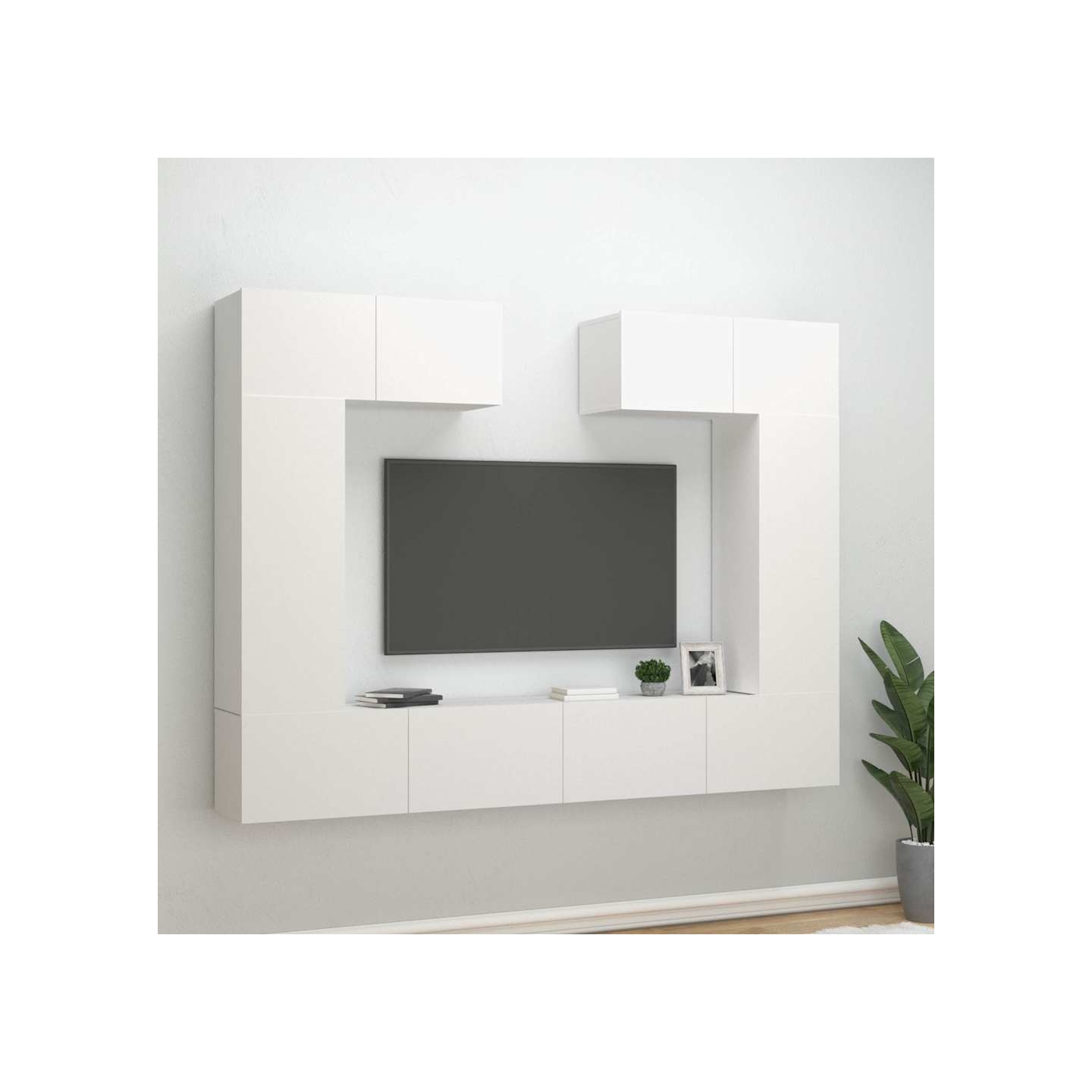Ensemble de meubles TV 6 pcs Blanc Bois d'ingénierie