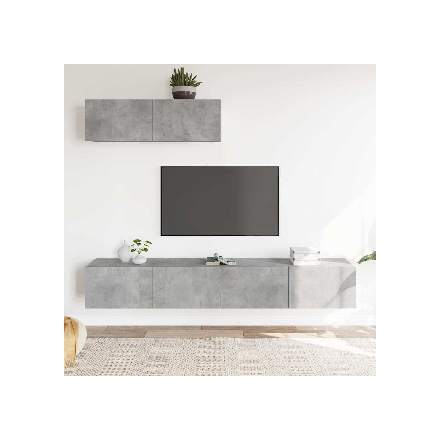 Ensemble de meubles TV 3 pcs Gris béton Bois d'ingénierie