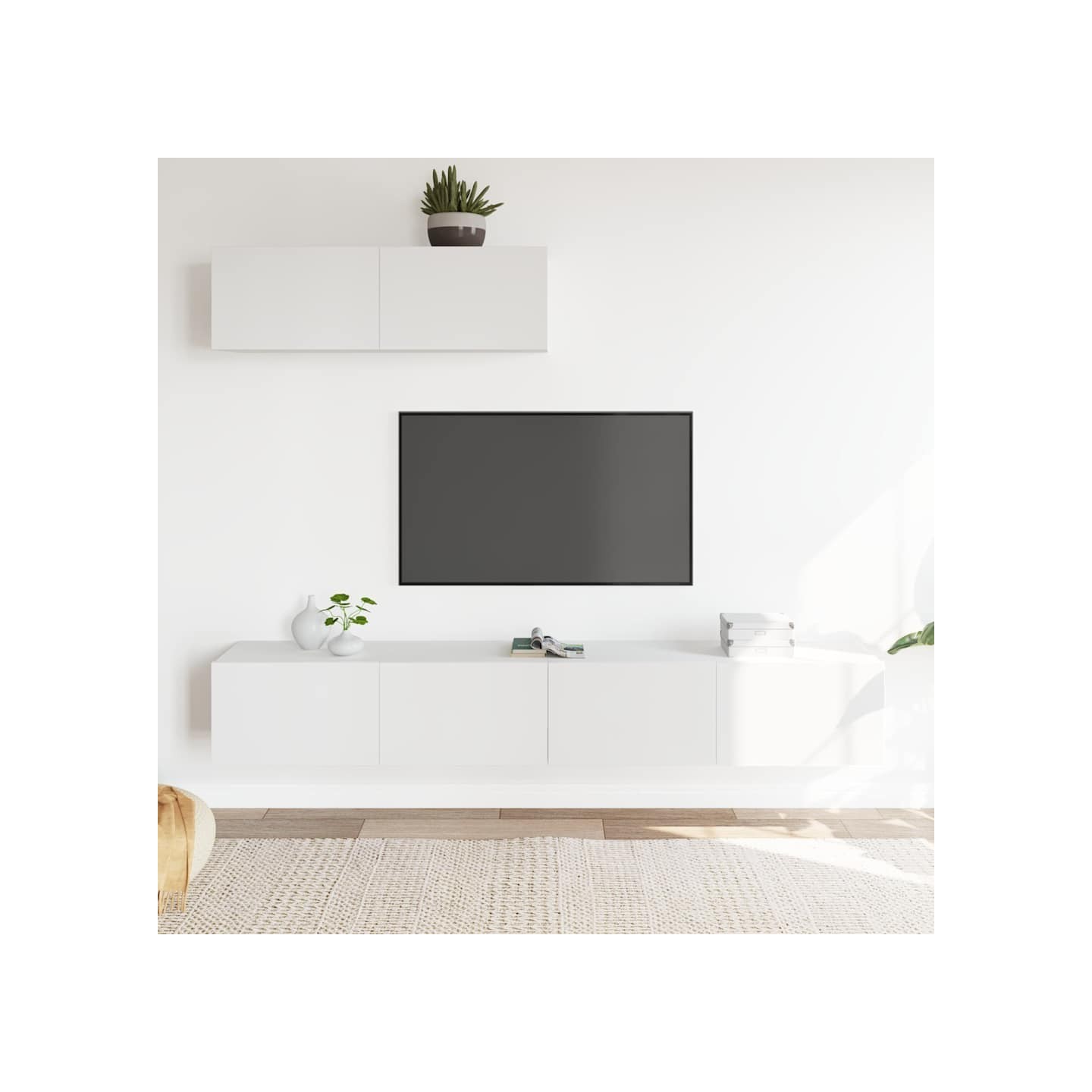 Ensemble de meubles TV 3 pcs Blanc Bois d'ingénierie