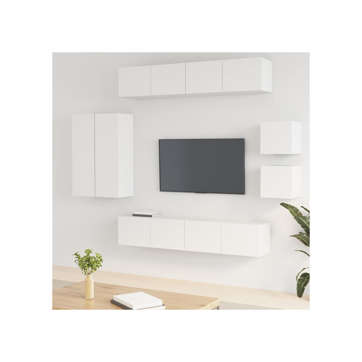 Ensemble de meubles TV 8 pcs Blanc Bois d'ingénierie