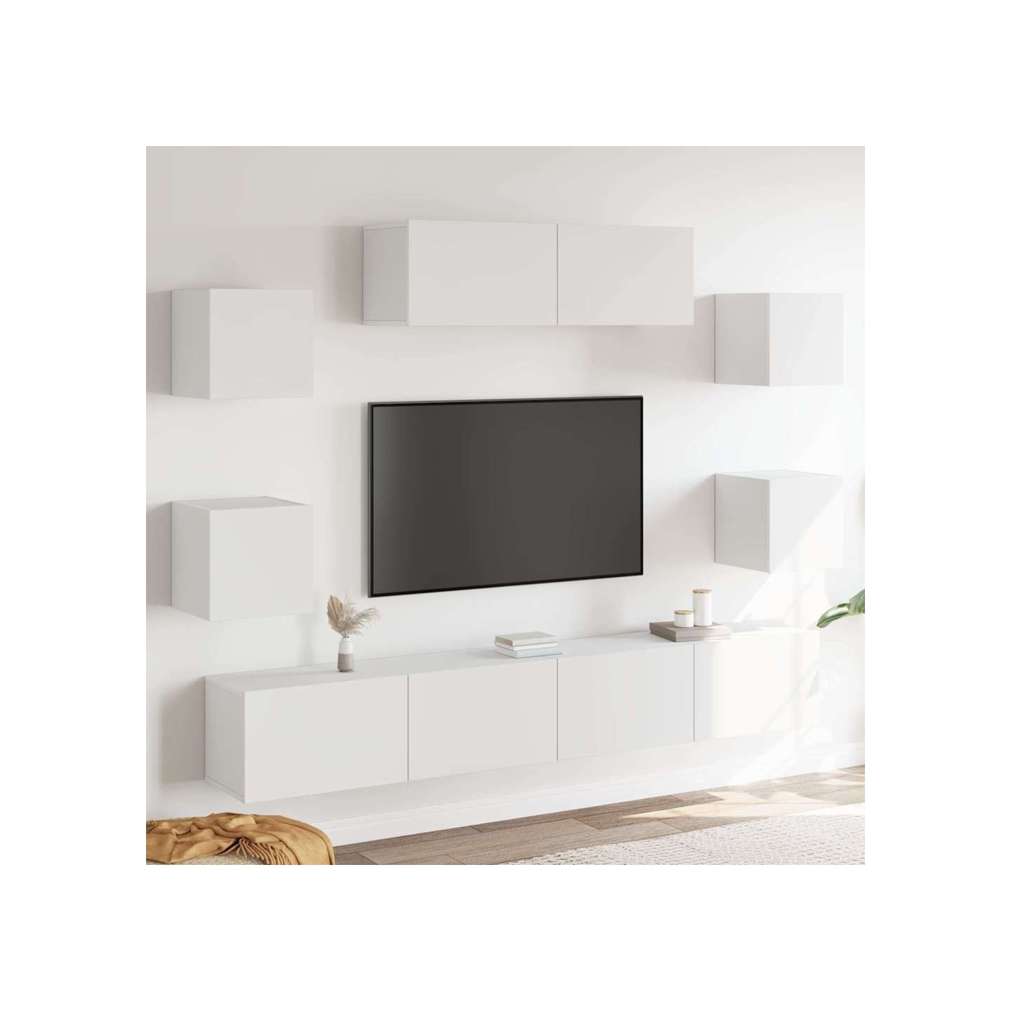 Ensemble de meubles TV 7 pcs Blanc Bois d'ingénierie
