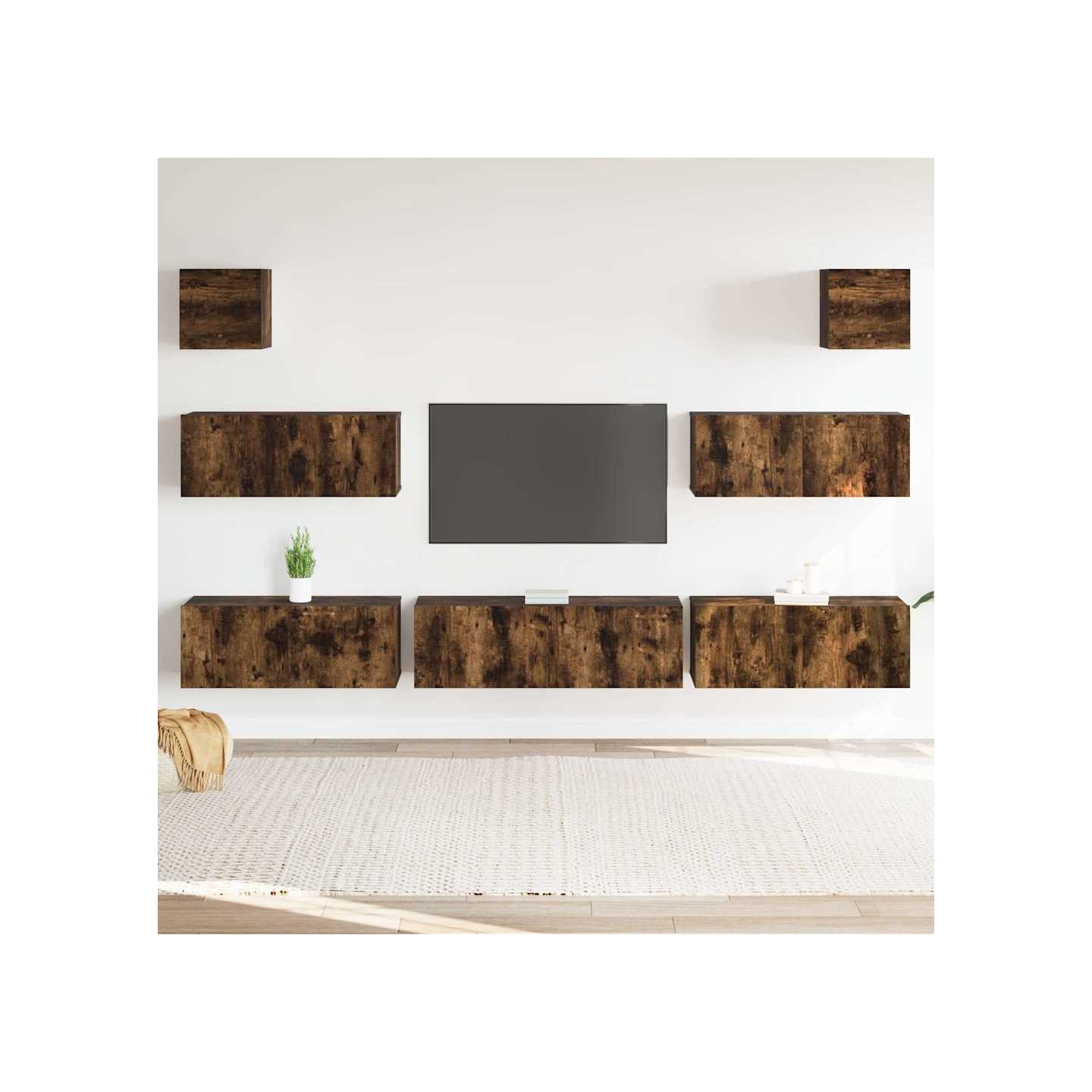 Ensemble de meubles TV 7 pcs Chêne fumé Bois d'ingénierie