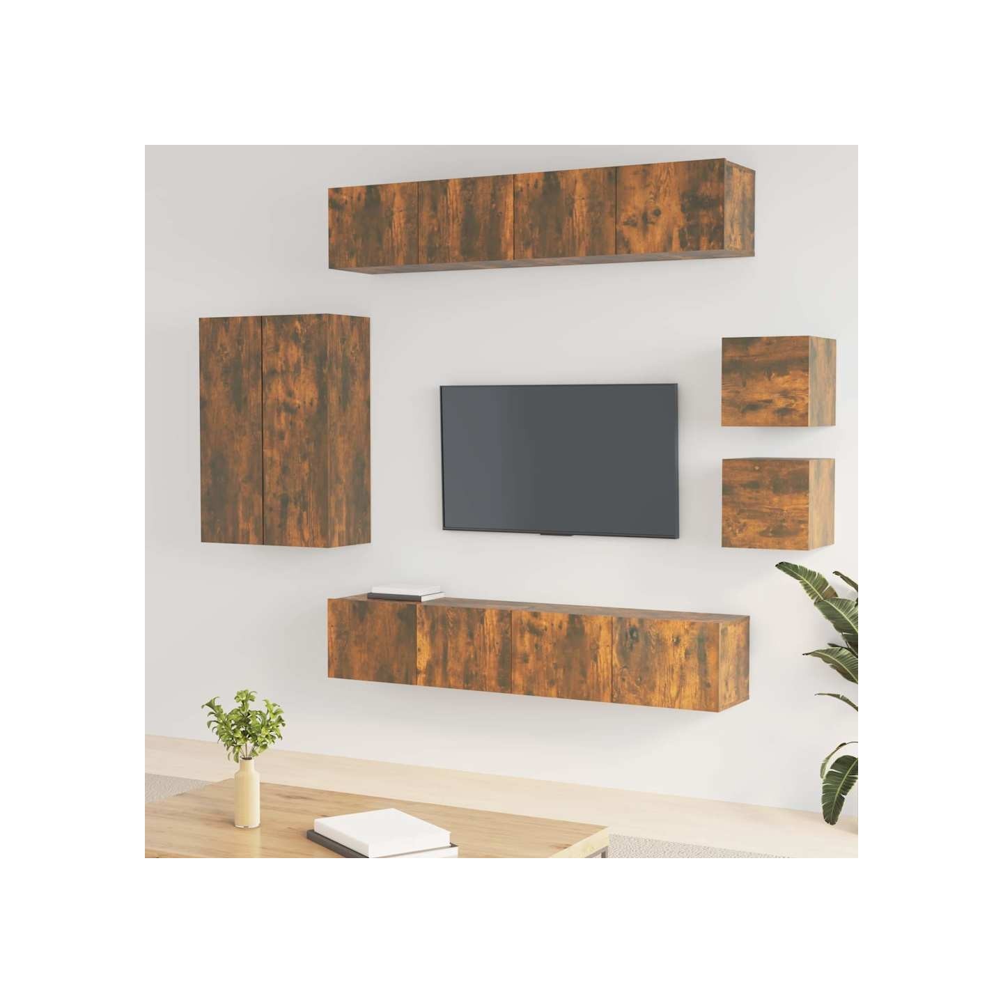 Ensemble de meubles TV 8 pcs Chêne fumé Bois d'ingénierie