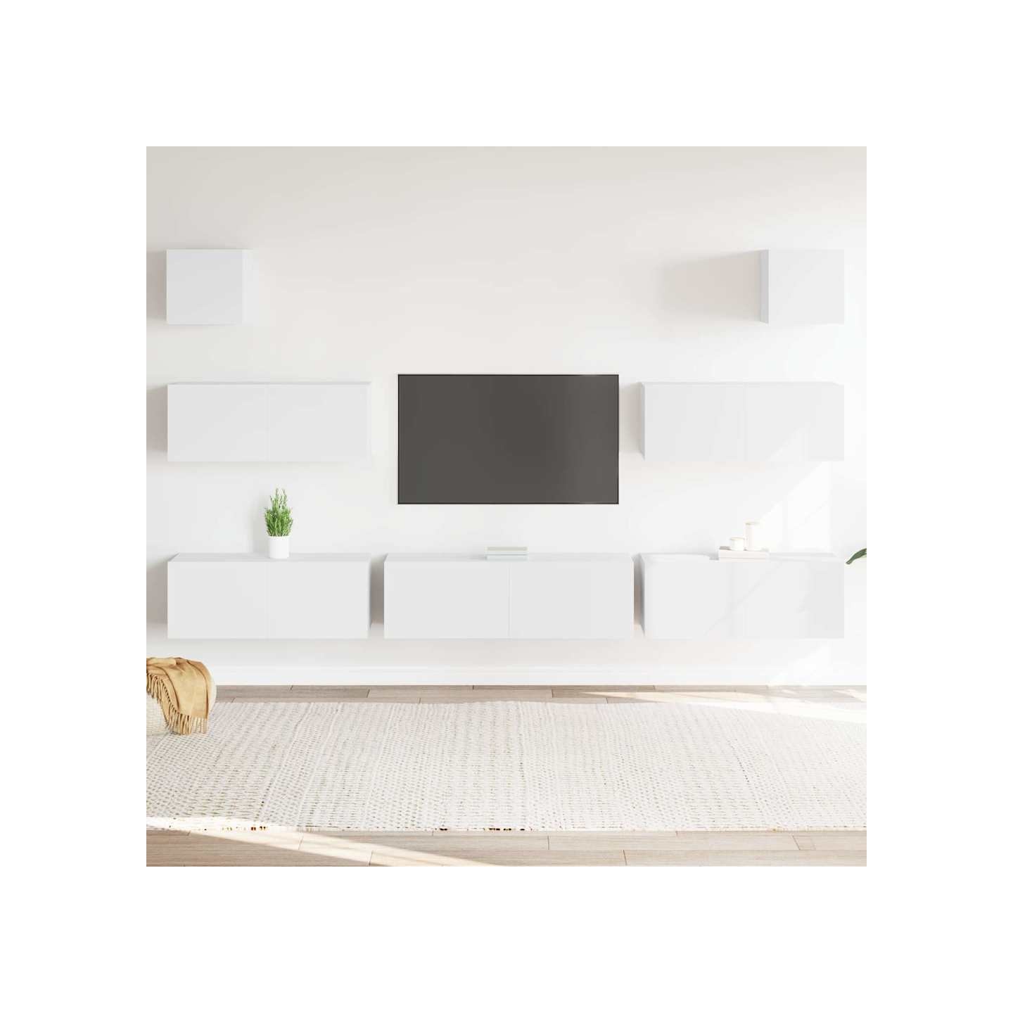 Ensemble de meubles TV 7 pcs Blanc Bois d'ingénierie