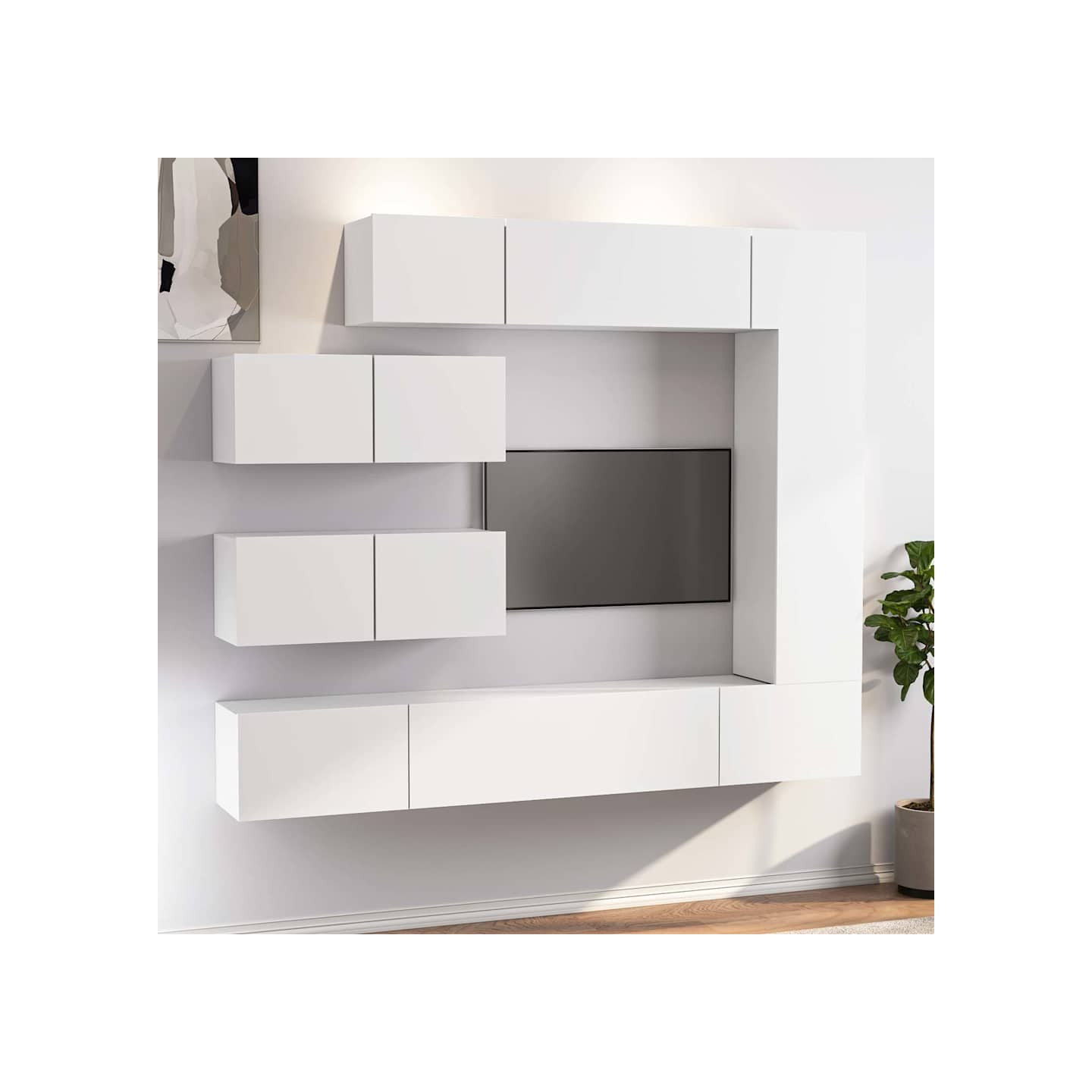 Ensemble de meubles TV 7 pcs Blanc Bois d'ingénierie