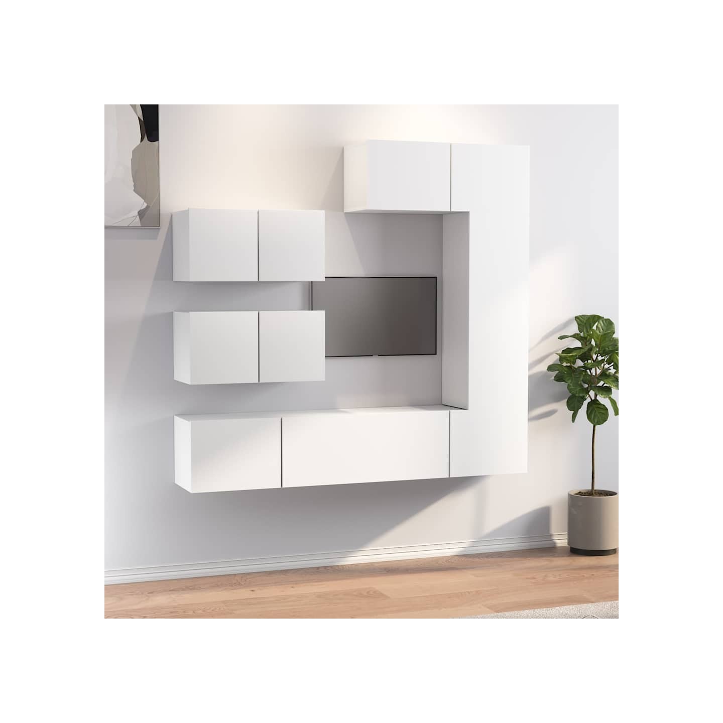 Ensemble de meubles TV 6 pcs Blanc Bois d'ingénierie