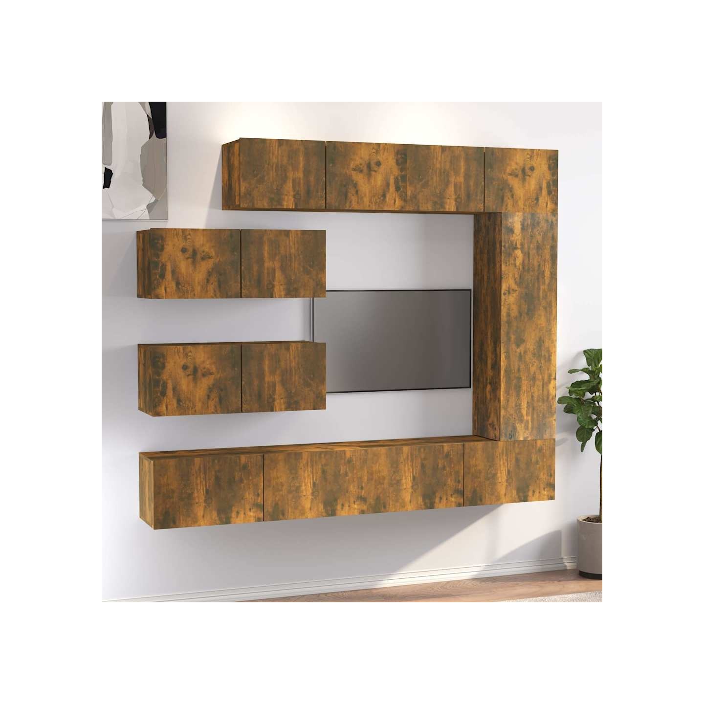 Ensemble de meubles TV 7 pcs Chêne fumé Bois d'ingénierie