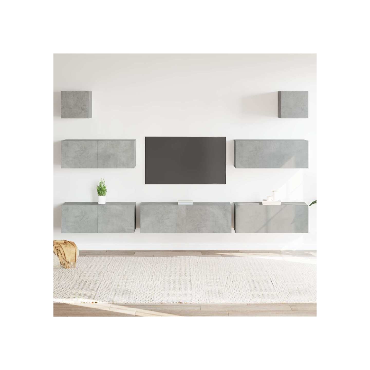 Ensemble de meubles TV 7 pcs Gris béton Bois d'ingénierie
