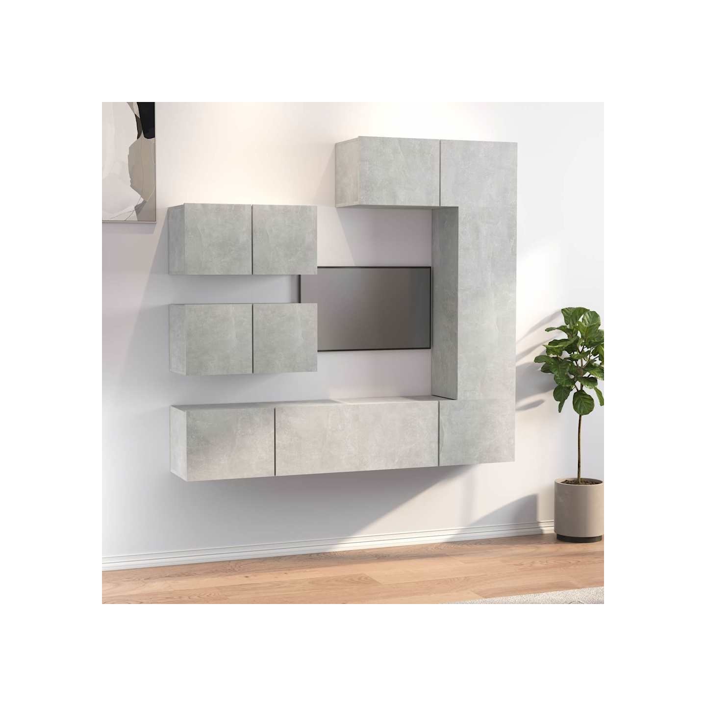 Ensemble de meubles TV 6 pcs Gris béton Bois d'ingénierie