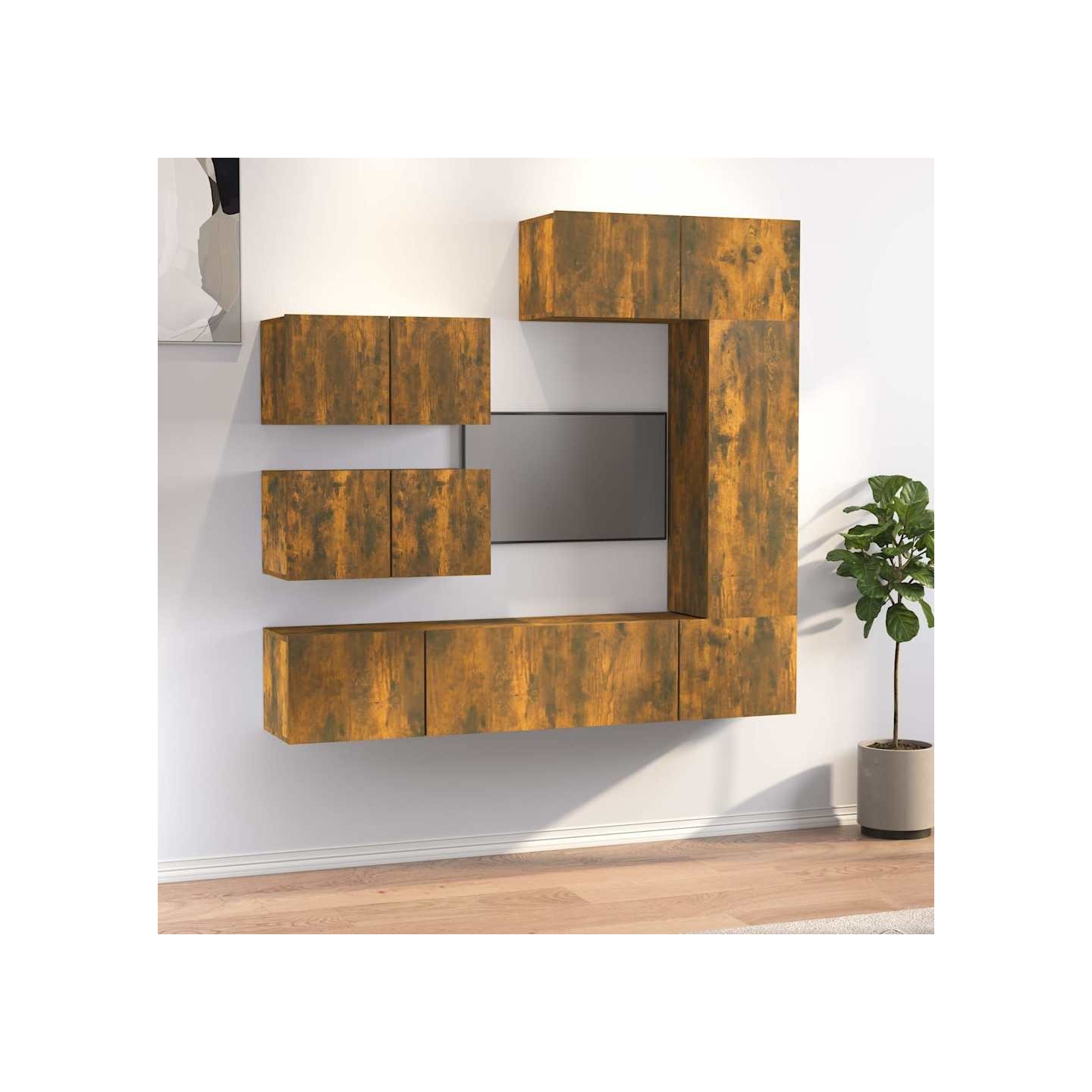 Ensemble de meubles TV 6 pcs Chêne fumé Bois d'ingénierie