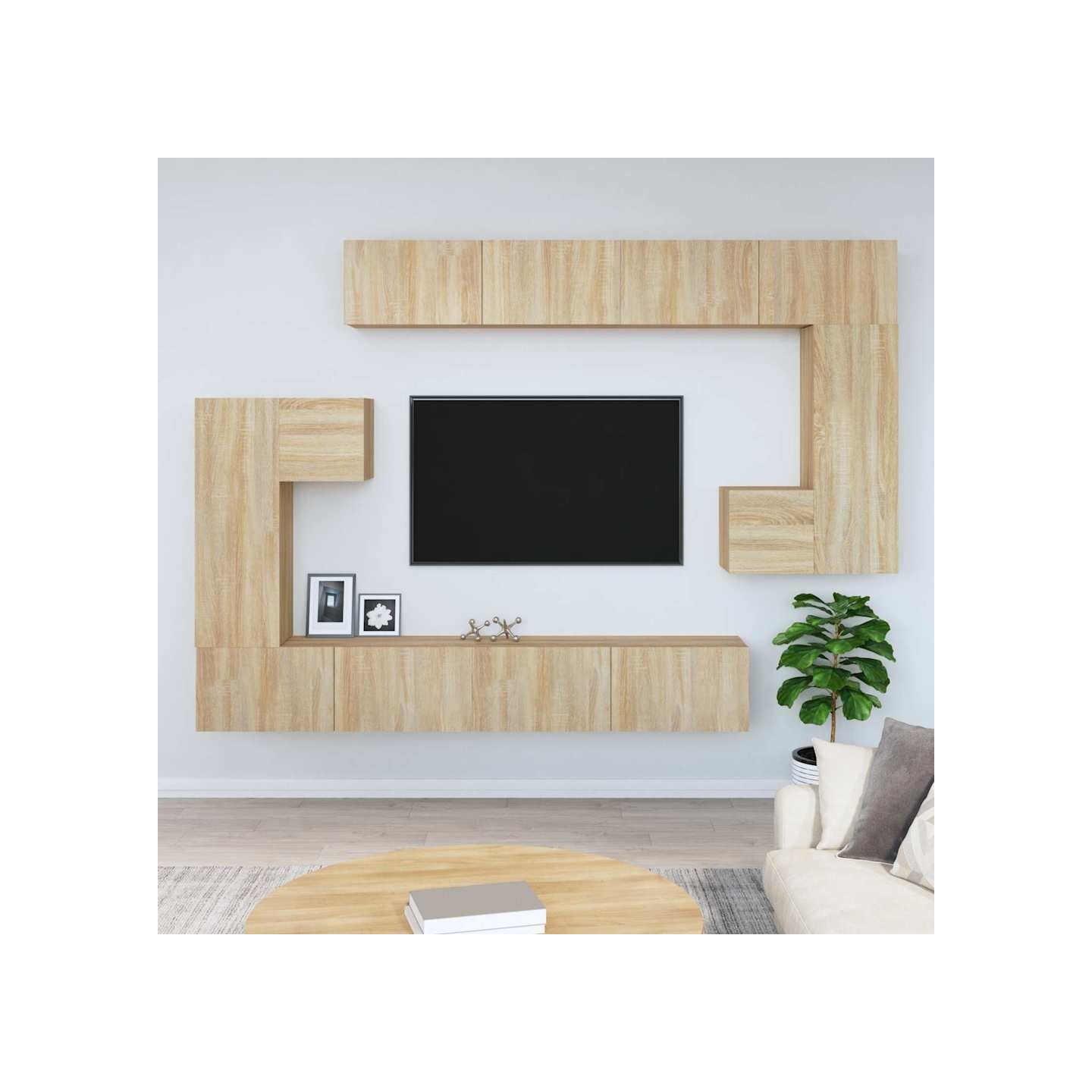 Meuble TV mural Chêne sonoma Bois d'ingénierie