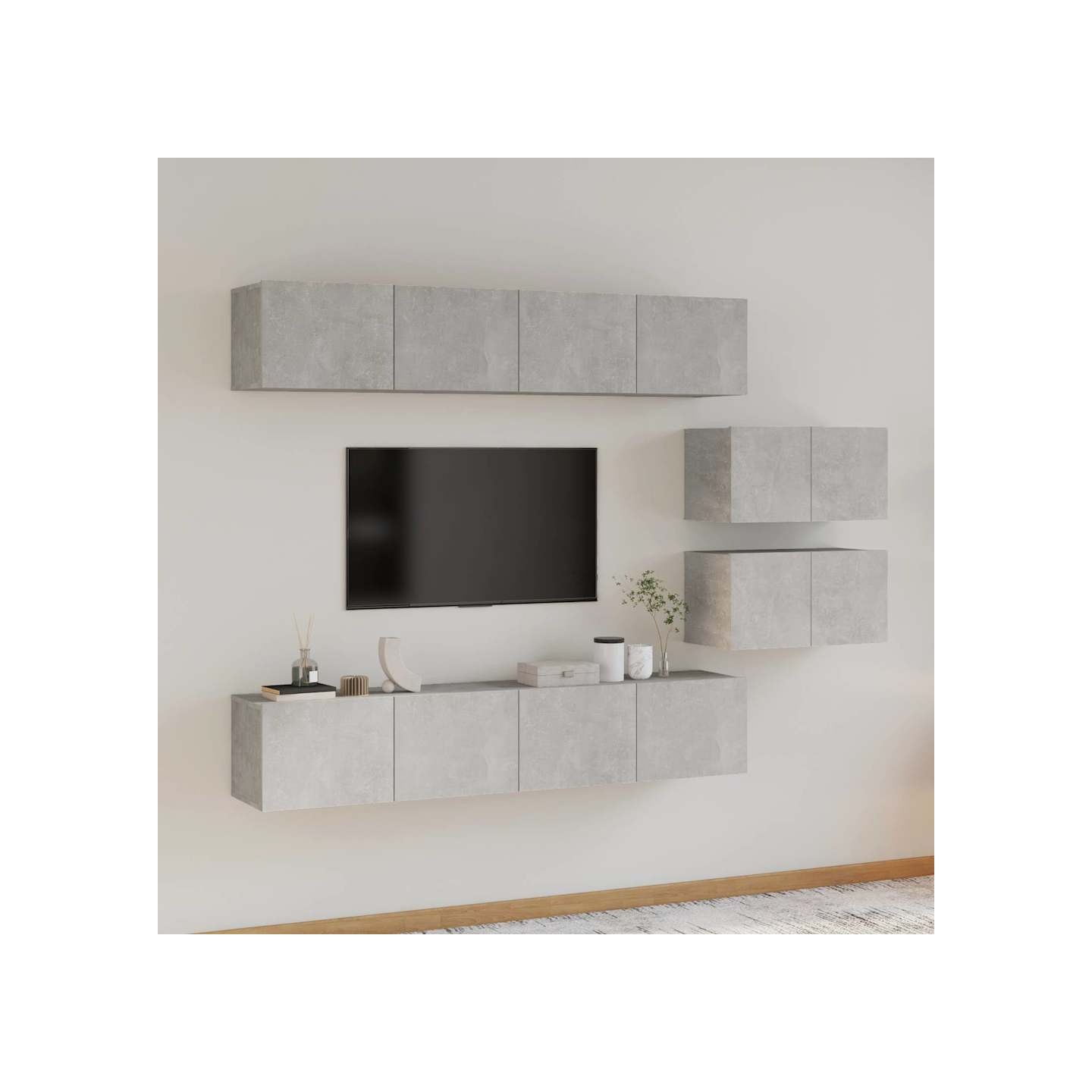 Ensemble de meubles TV 6 pcs Gris béton Bois d'ingénierie