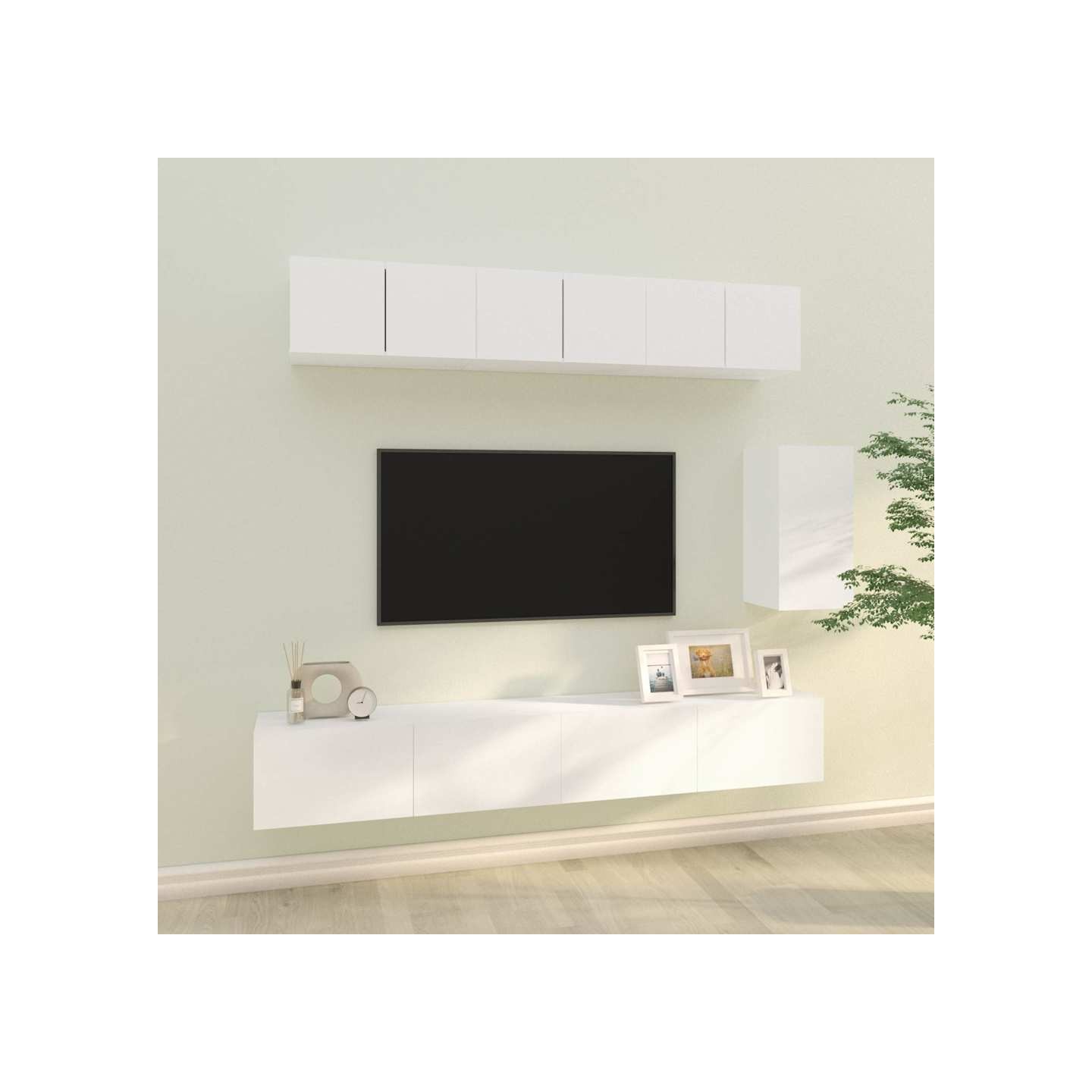Ensemble de meubles TV 6 pcs Blanc Bois d'ingénierie