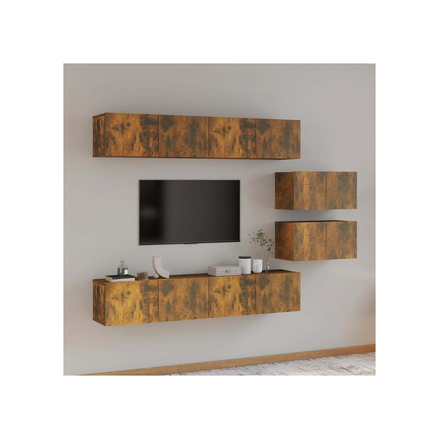 Ensemble de meubles TV 6 pcs Chêne fumé Bois d'ingénierie