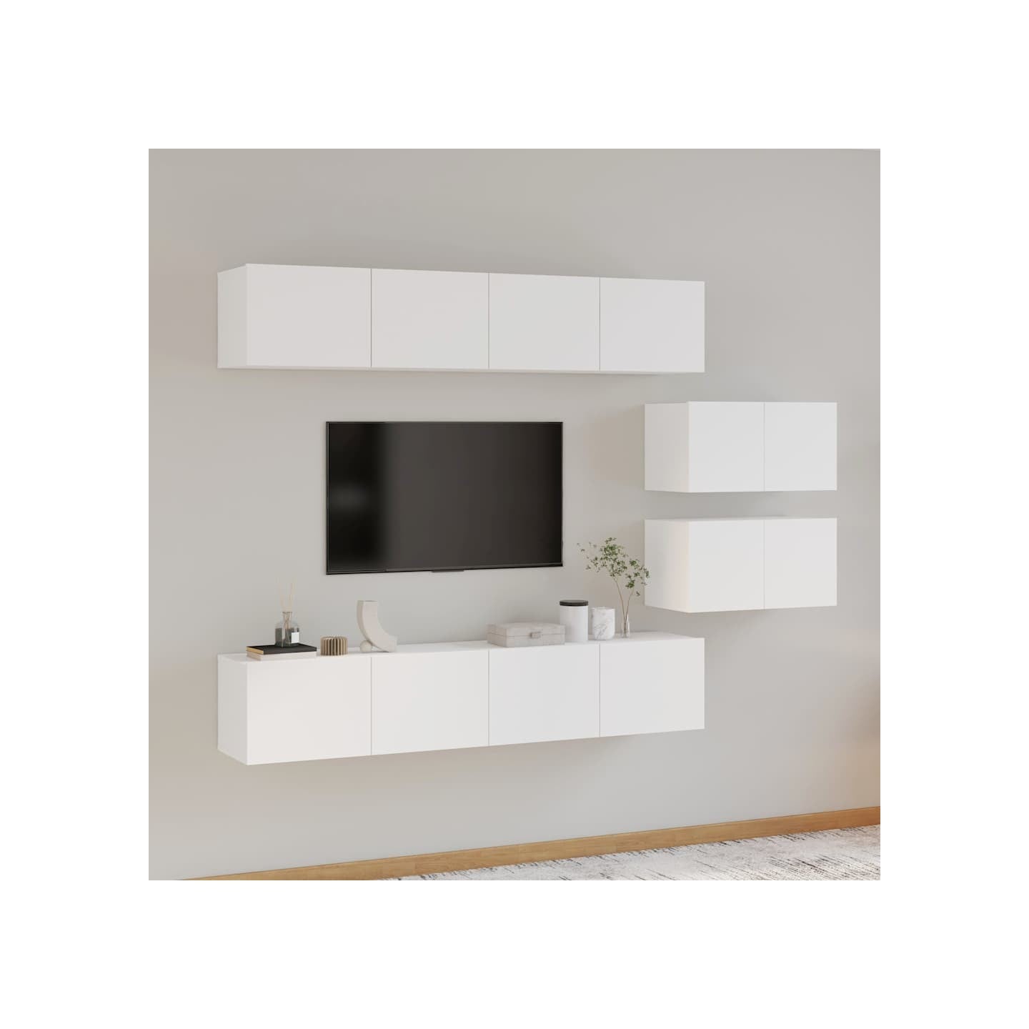 Ensemble de meubles TV 6 pcs Blanc Bois d'ingénierie