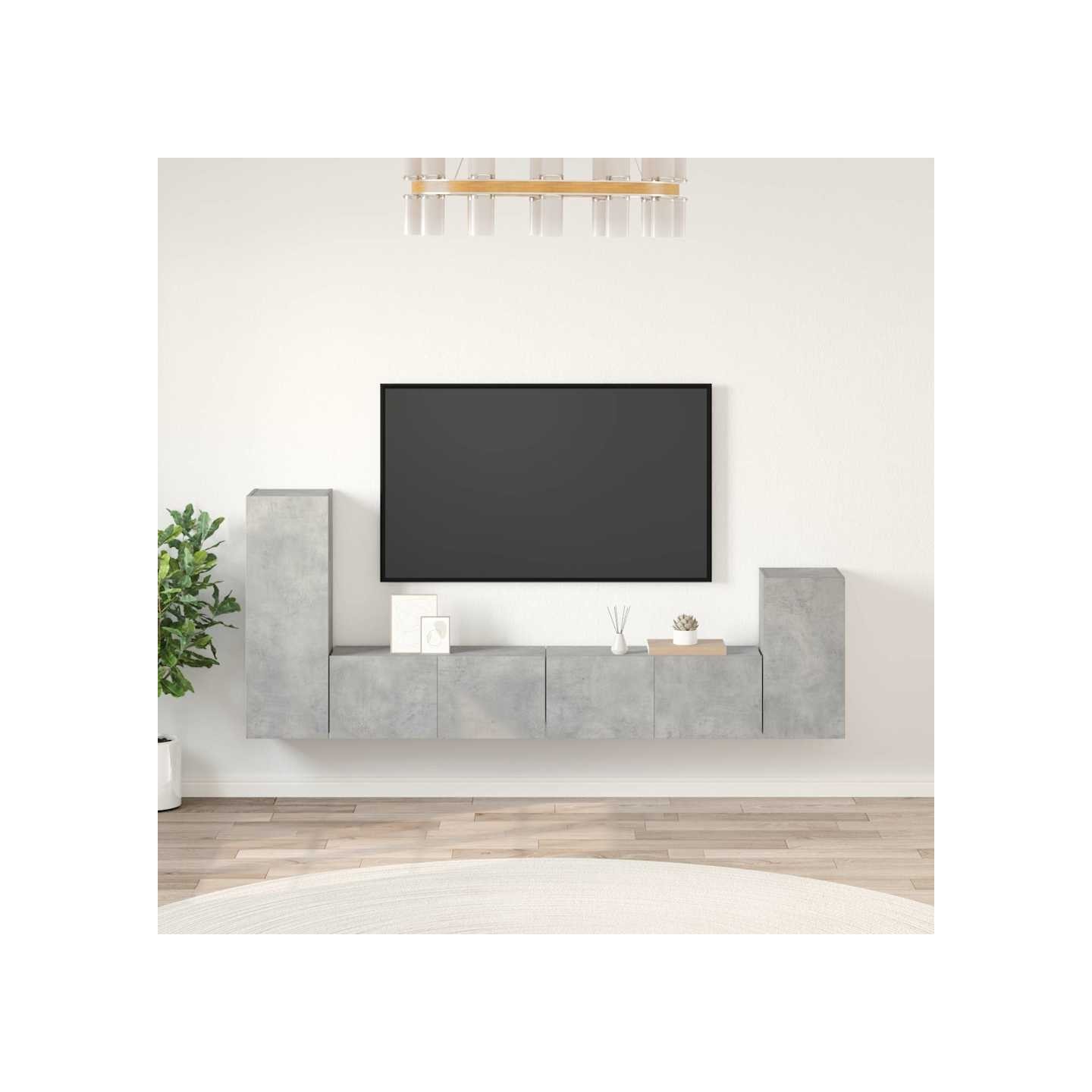 Ensemble de meubles TV 4 pcs Gris béton Bois d'ingénierie