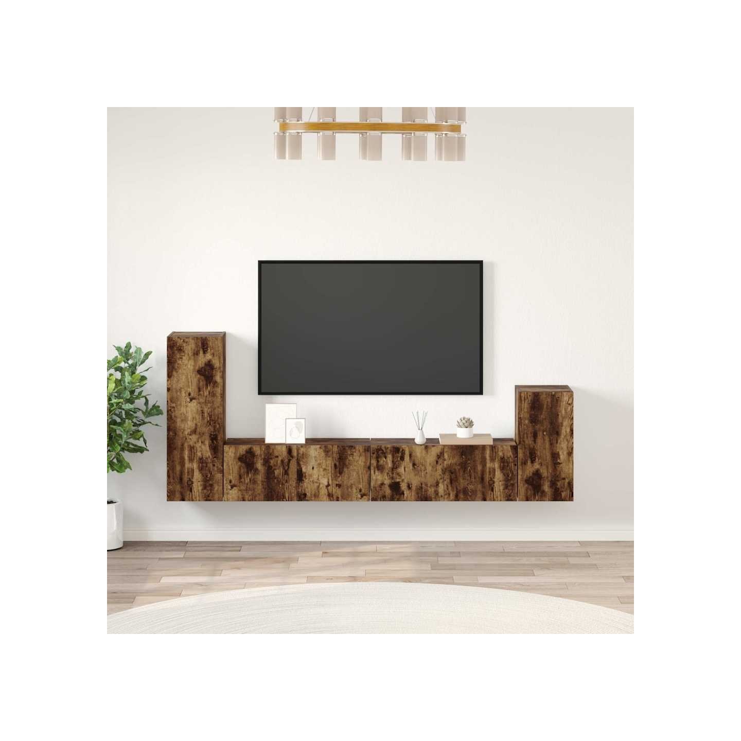 Ensemble de meubles TV 4 pcs Chêne fumé Bois d'ingénierie