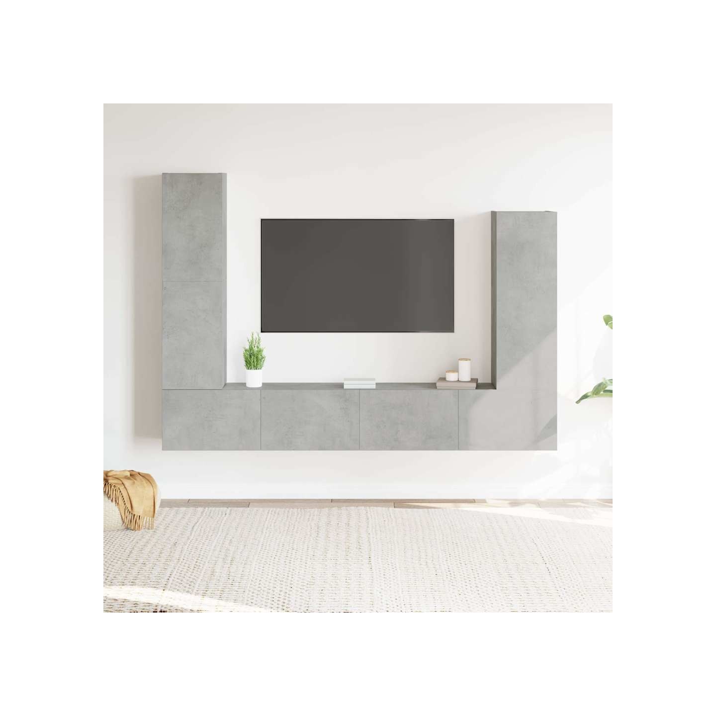 Ensemble de meubles TV 4 pcs Gris béton Bois d'ingénierie