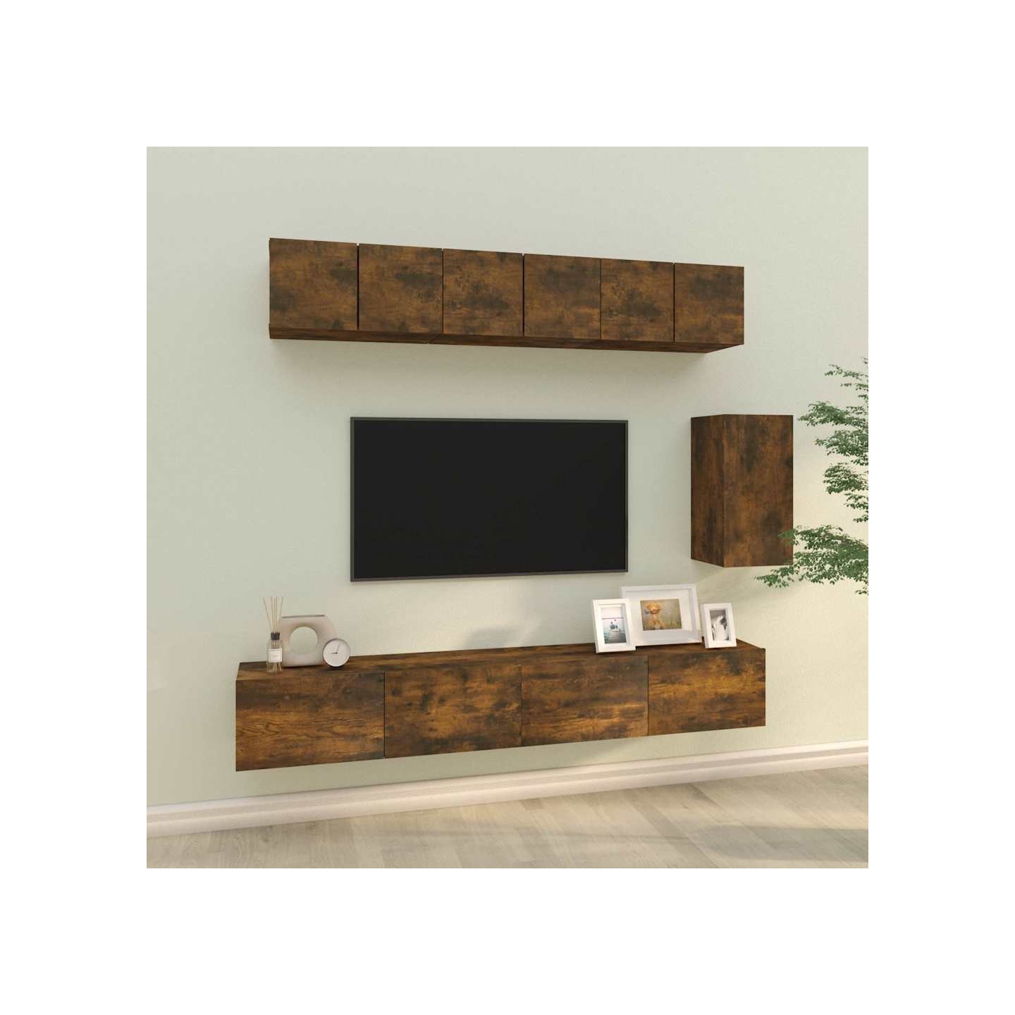 Ensemble de meubles TV 6 pcs Chêne fumé Bois d'ingénierie