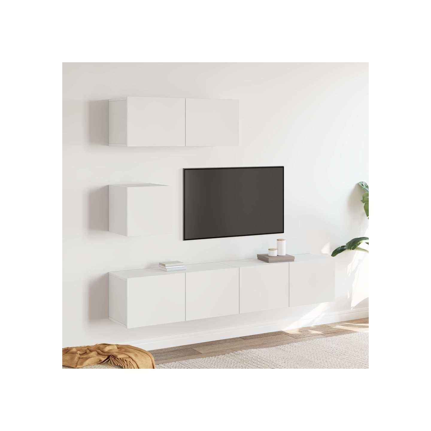 Ensemble de meubles TV 4 pcs Blanc Bois d'ingénierie