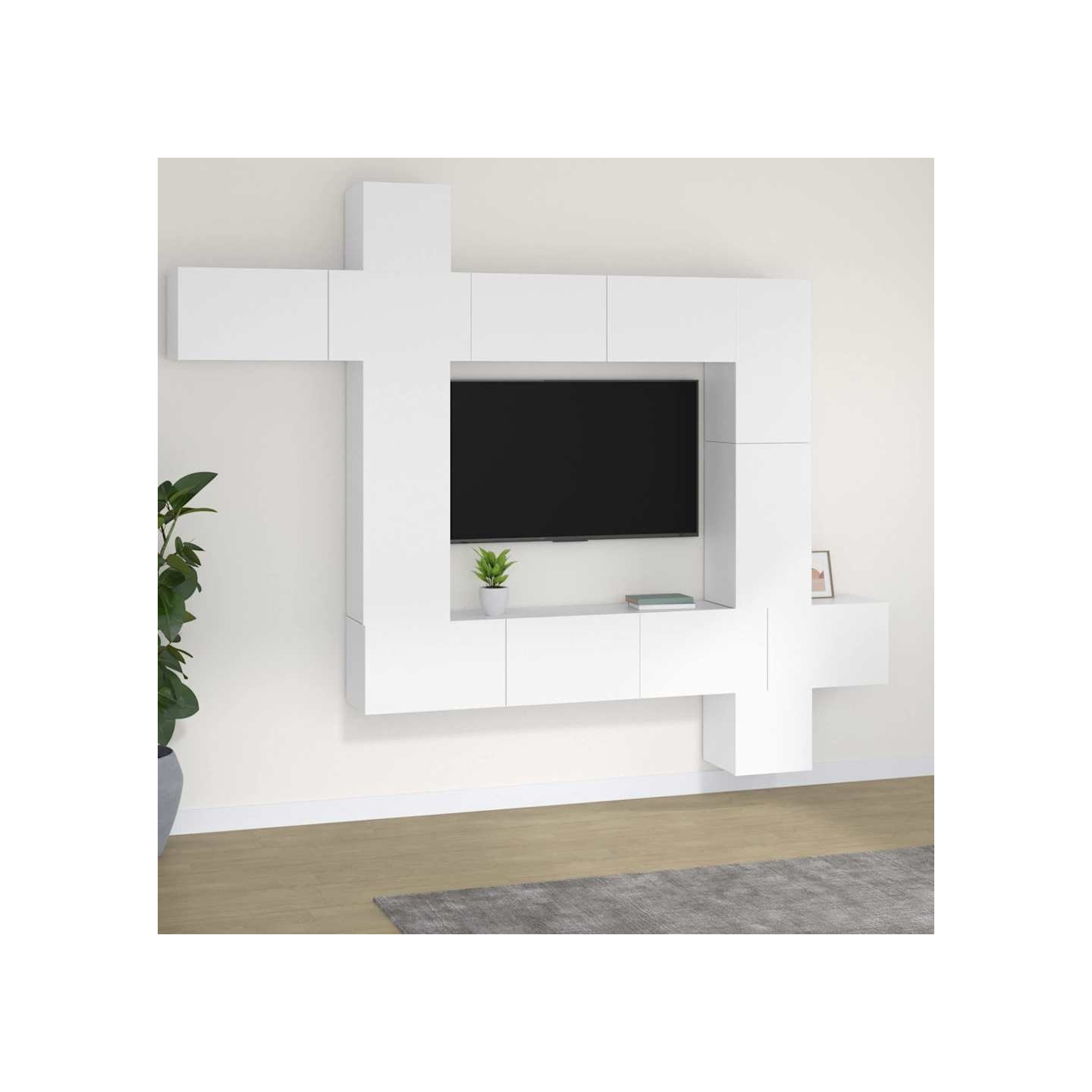 Ensemble de meubles TV 9 pcs Blanc Bois d'ingénierie