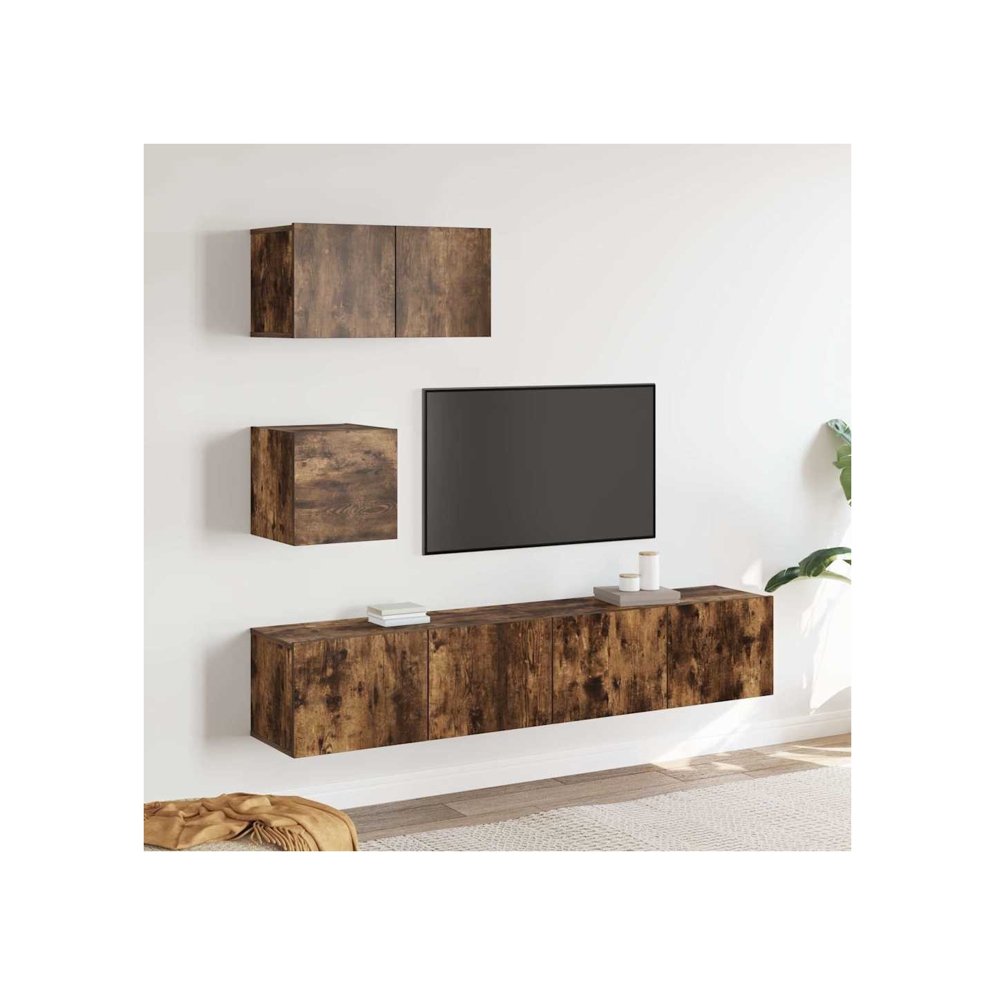 Ensemble de meubles TV 4 pcs Chêne fumé Bois d'ingénierie