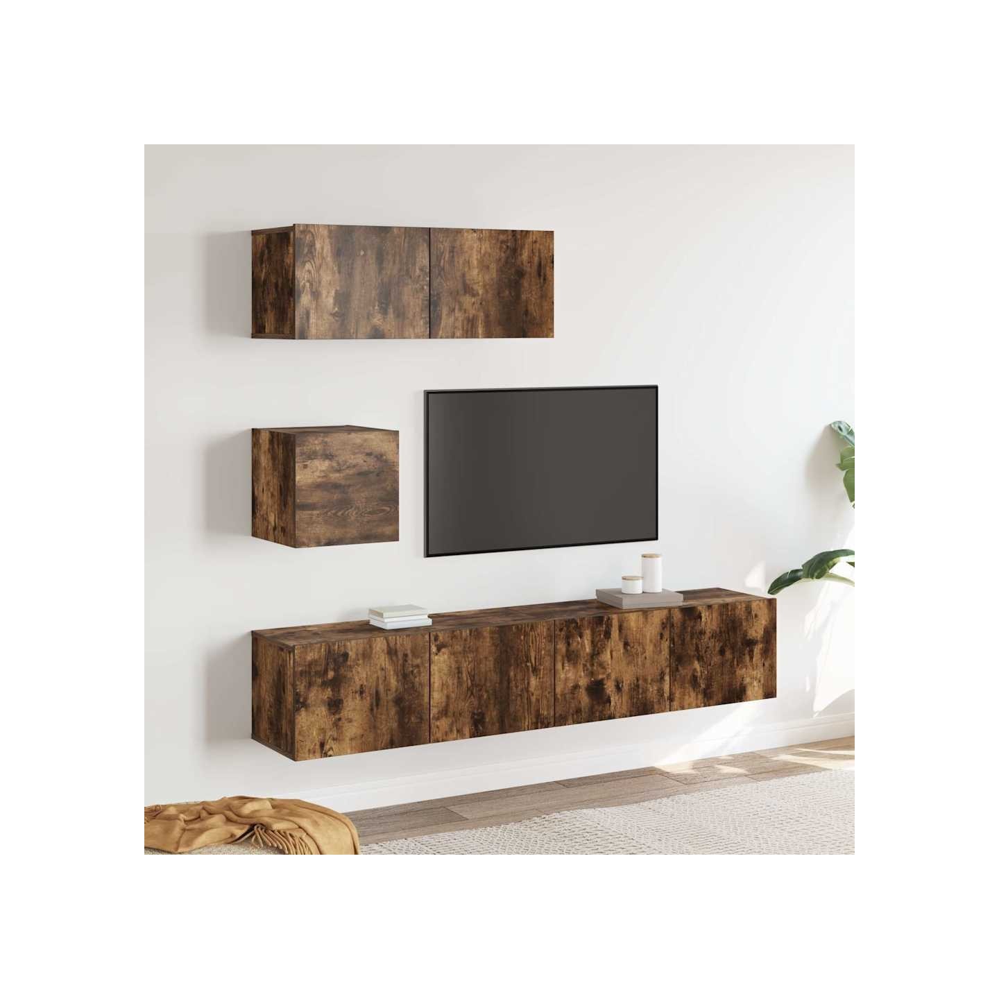 Ensemble de meubles TV 4 pcs Chêne fumé Bois d'ingénierie