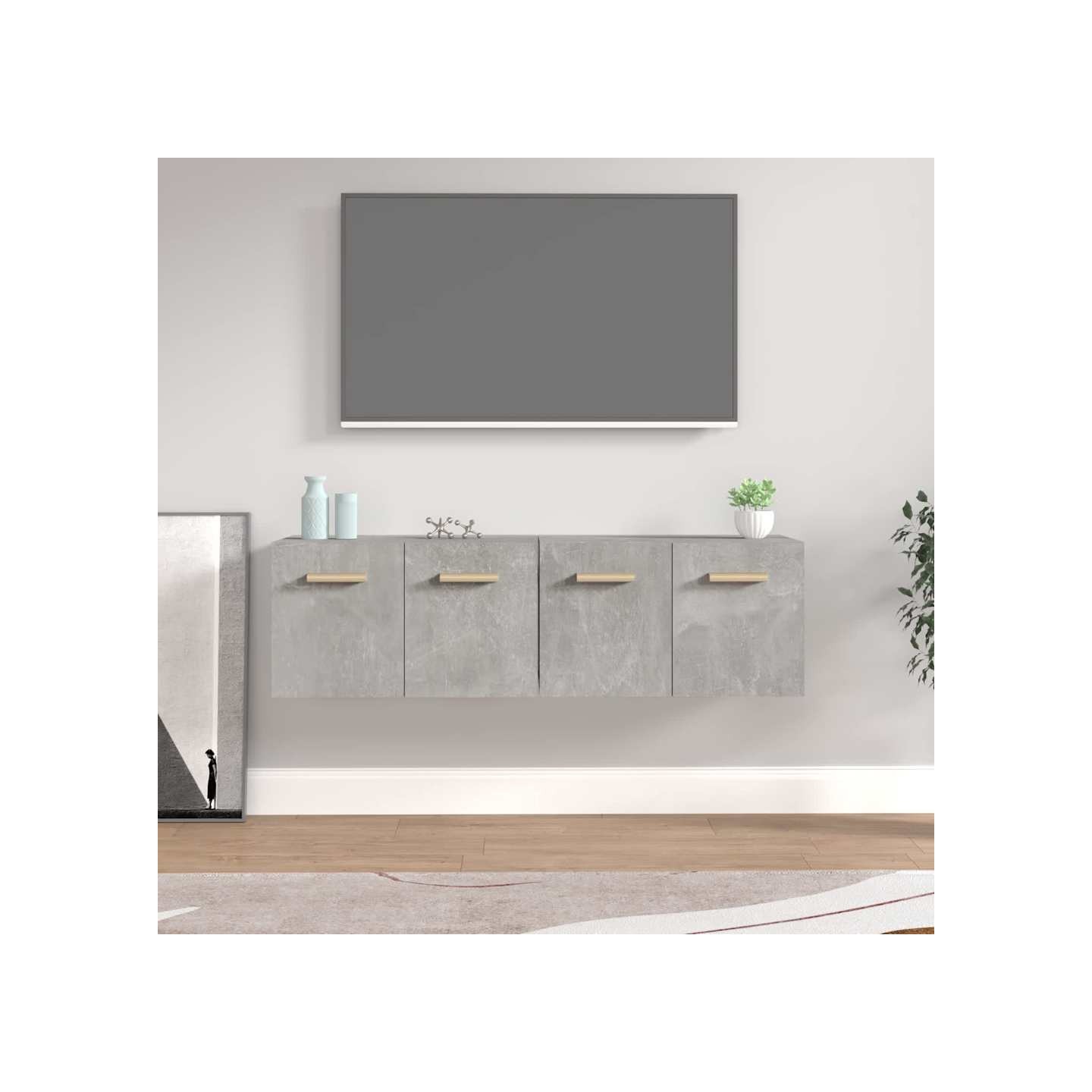 Armoires murales 2pcs Gris béton 60x36,5x35cm Bois d'ingénierie