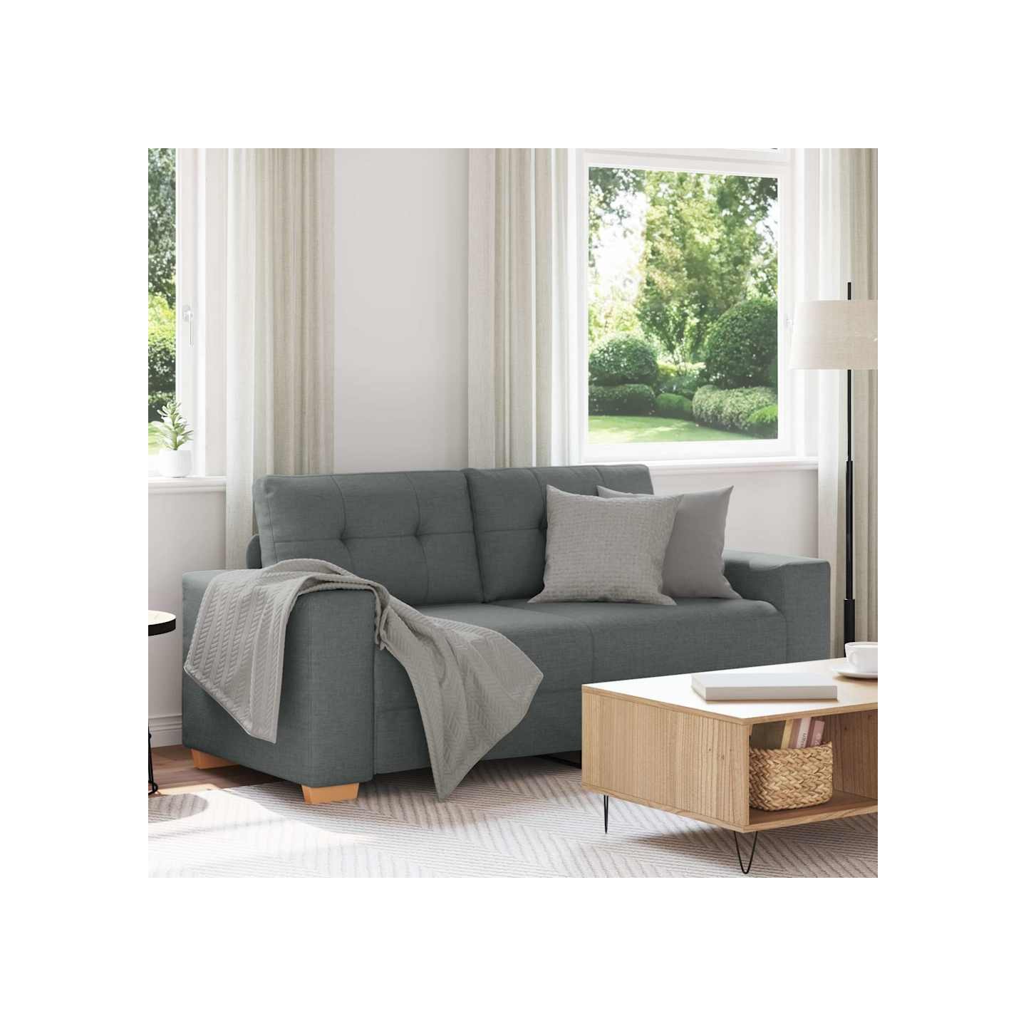 Canapé deux places gris foncé 180 x 77 x 82 cm en tissu