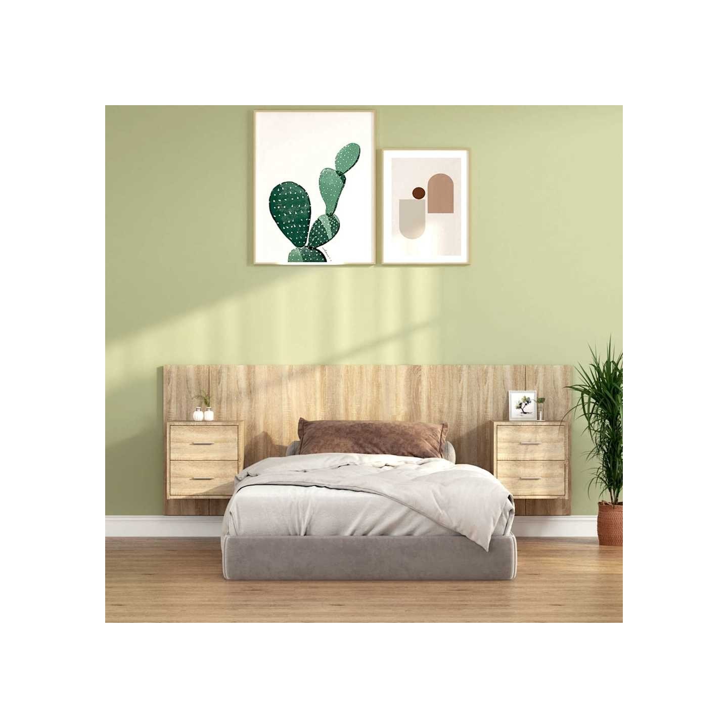 Tête de lit avec armoires Chêne sonoma Bois d'ingénierie