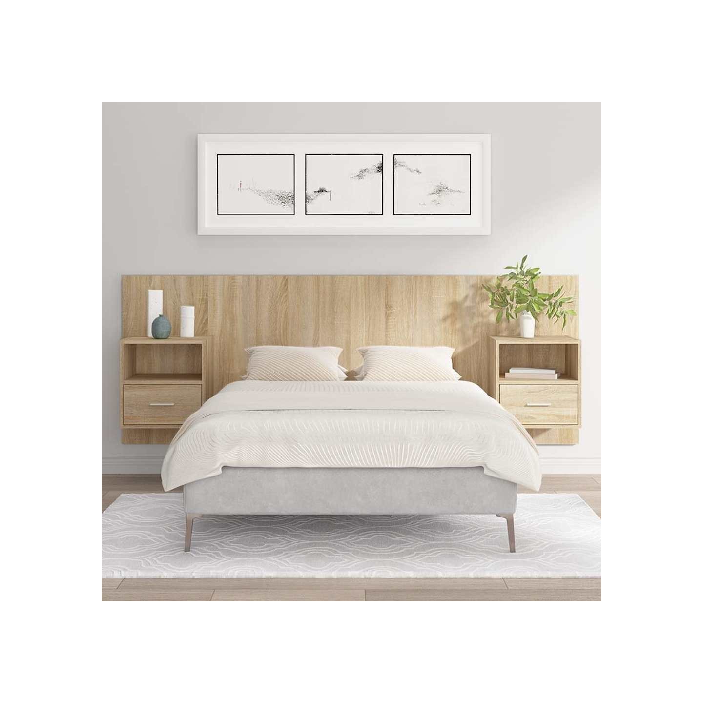 Tête de lit avec armoires Chêne sonoma Bois d'ingénierie