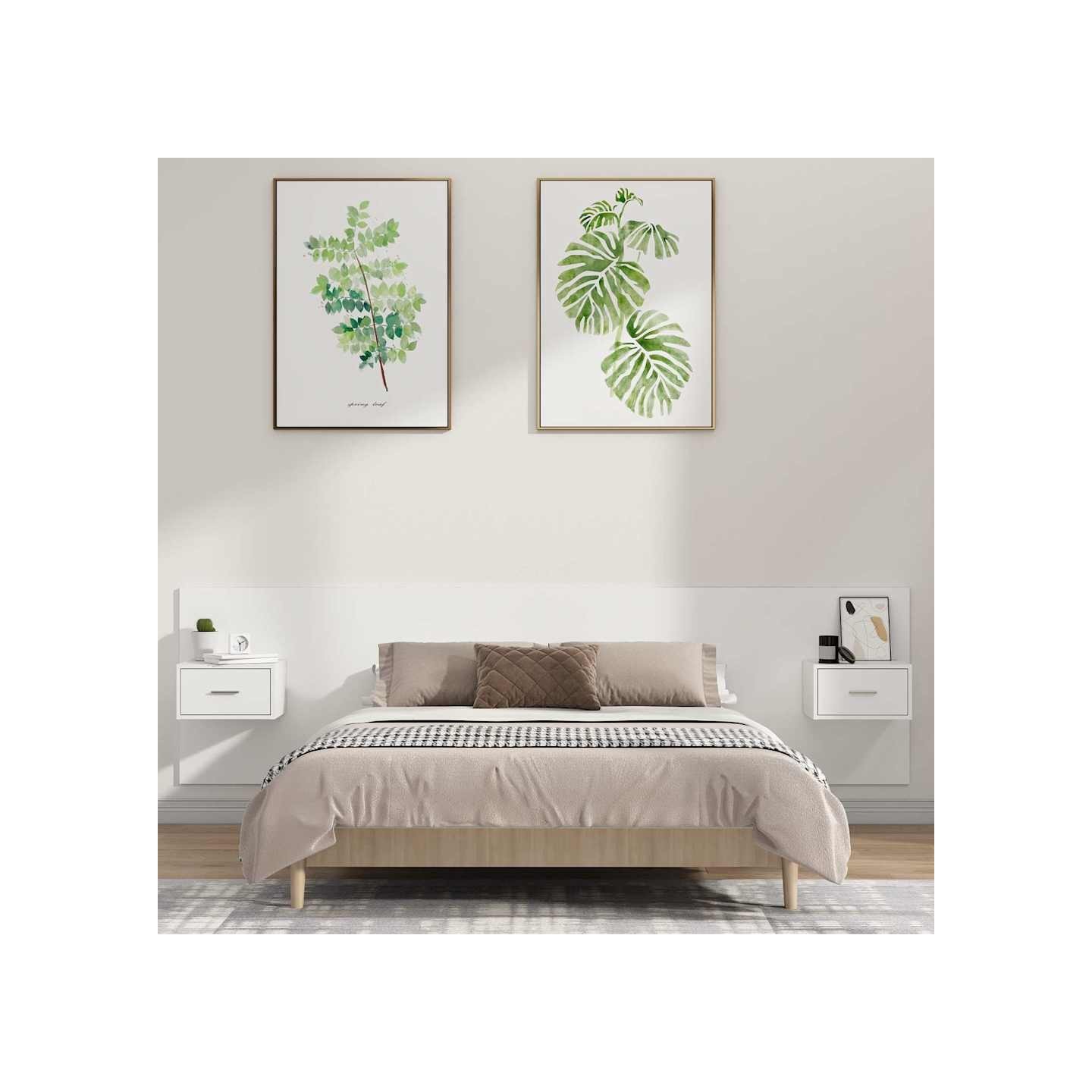 Tête de lit avec armoires Blanc Bois d’ingénierie